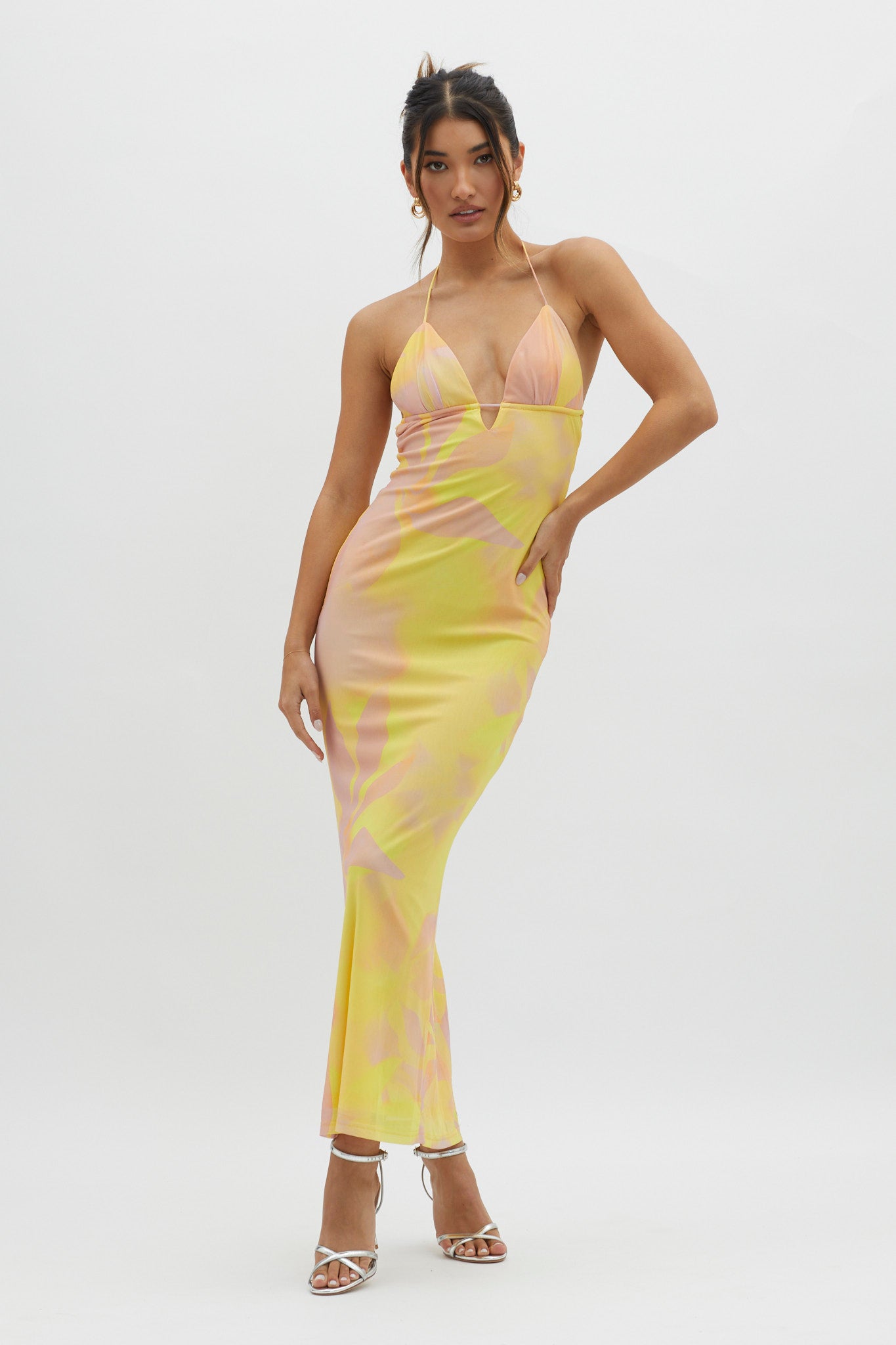 Santa Rosa Ruched Back Maxi Dress Yellow by Selfie Leslie Australia