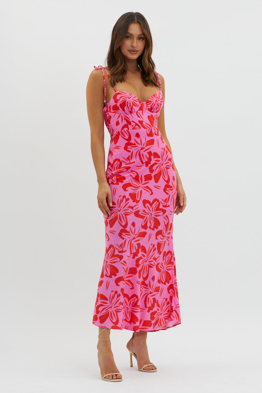 Luau Tied Shoulder Print Dress Pink by Selfie Leslie Australia
