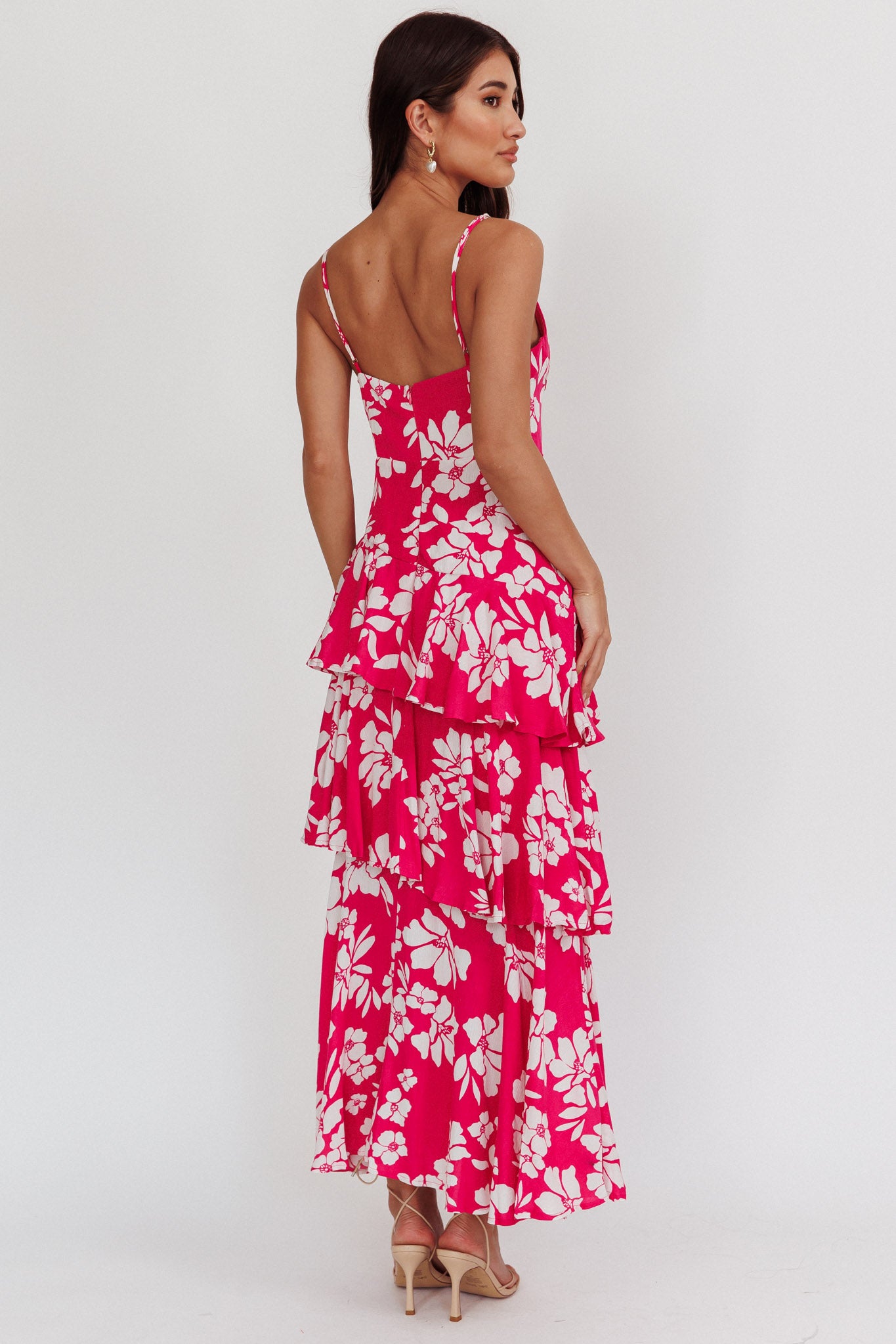Carlo Tiered Ruffle Maxi Dress Pink by Selfie Leslie Australia