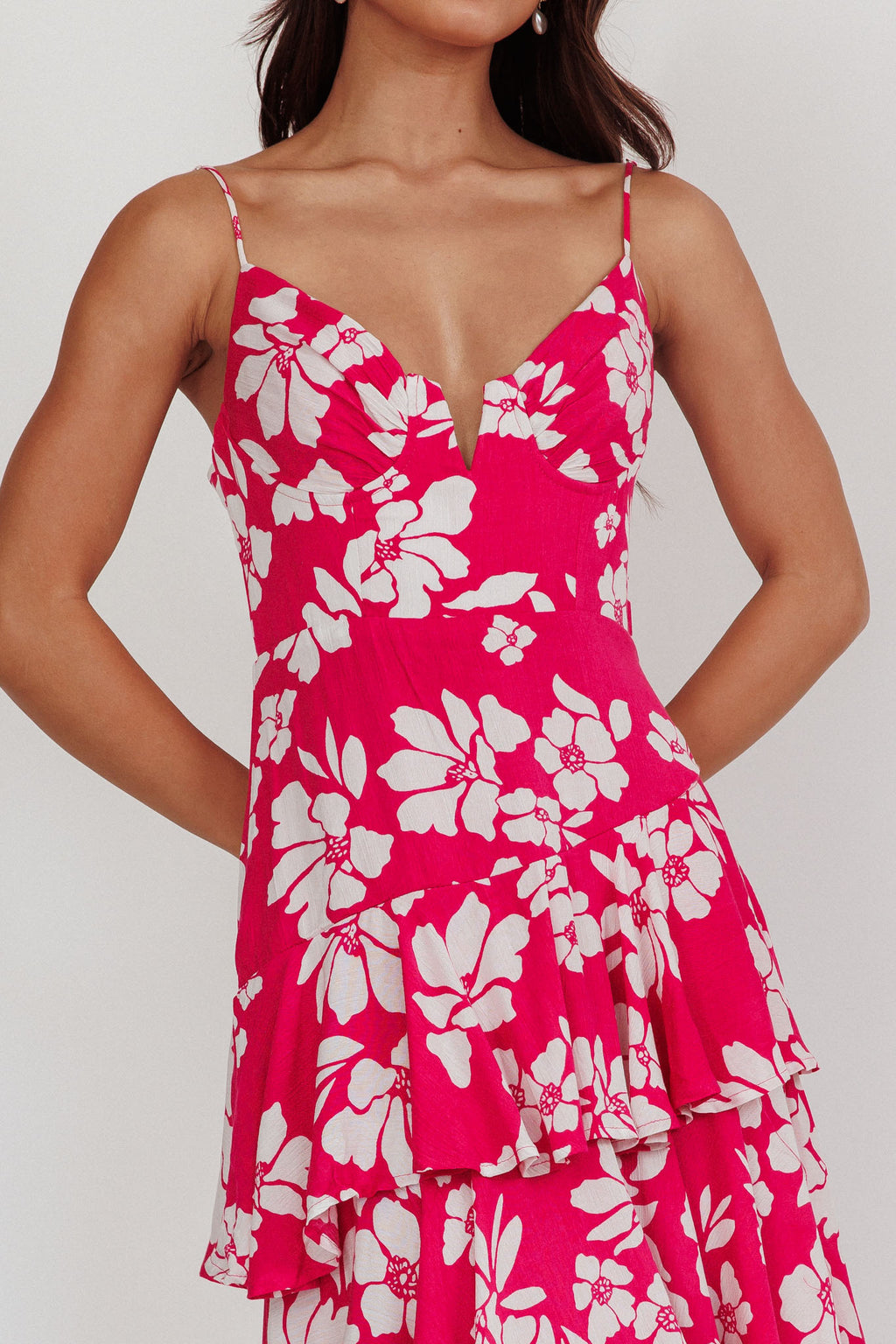 Carlo Tiered Ruffle Maxi Dress Pink by Selfie Leslie Australia