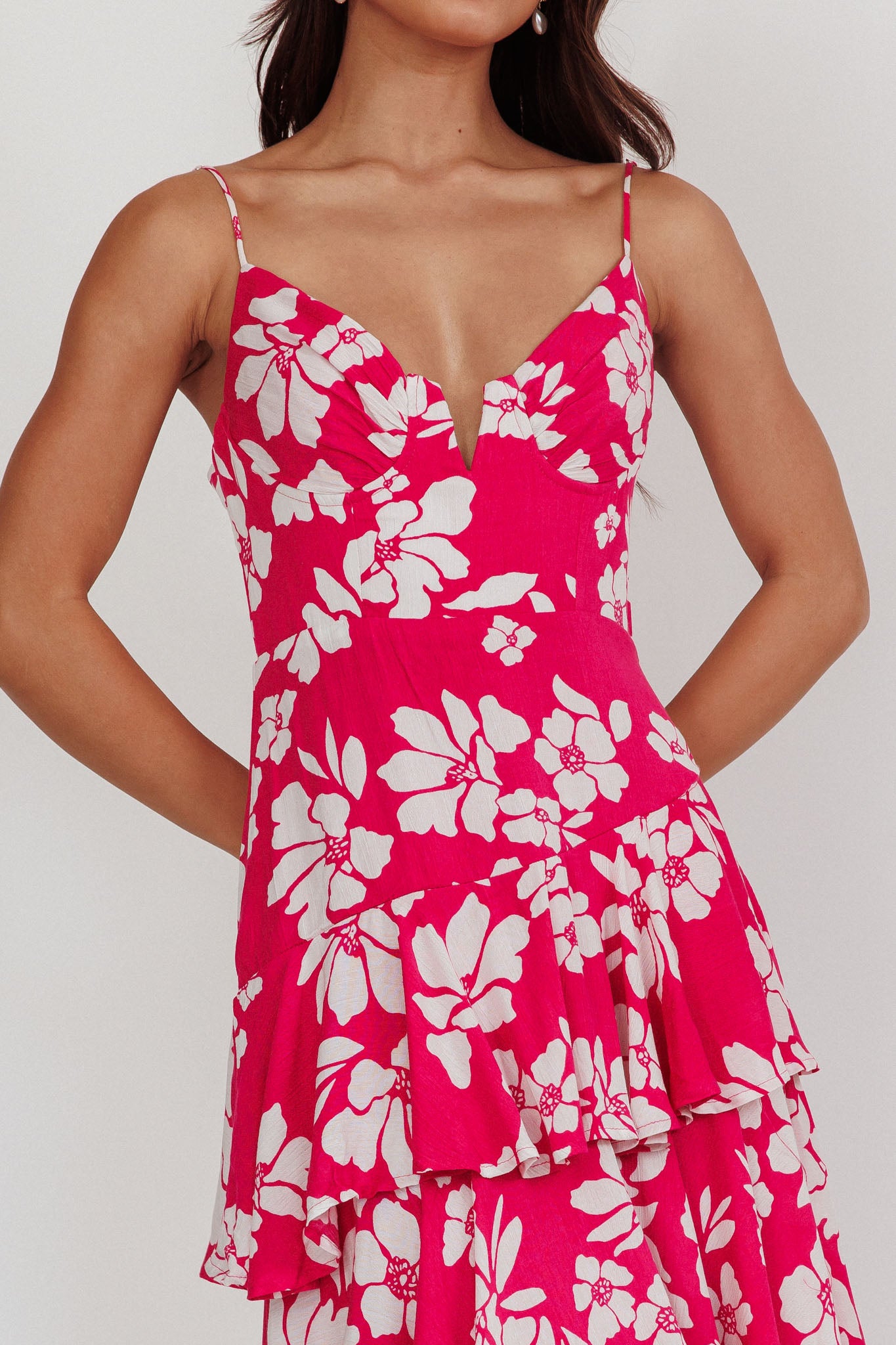 Carlo Tiered Ruffle Maxi Dress Pink by Selfie Leslie Australia