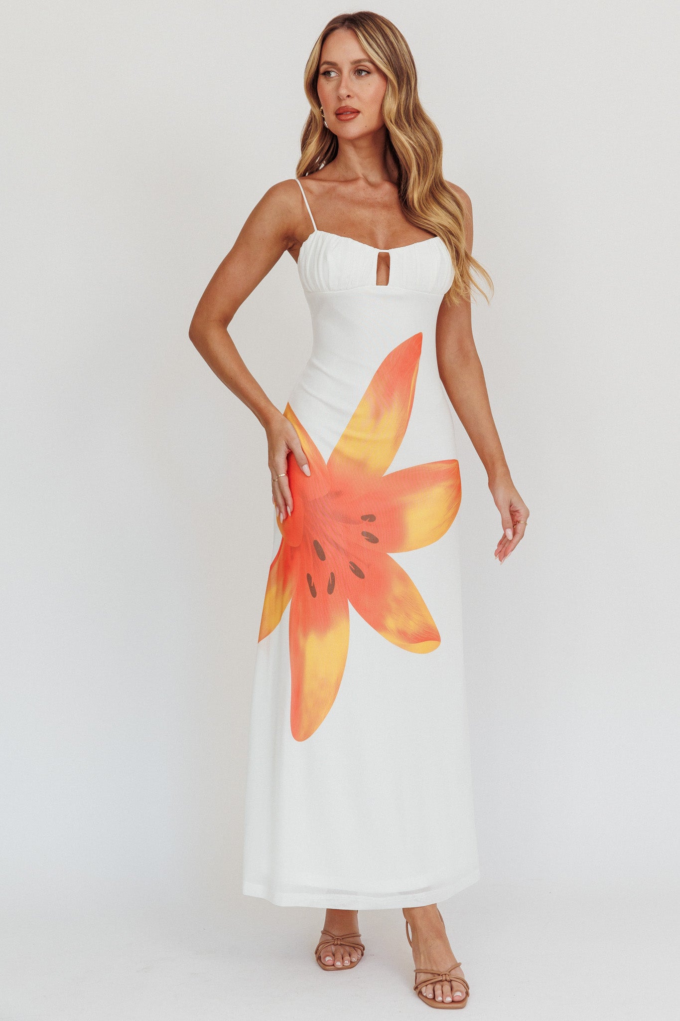 Kailua Floral Print Maxi Dress White by Selfie Leslie Australia