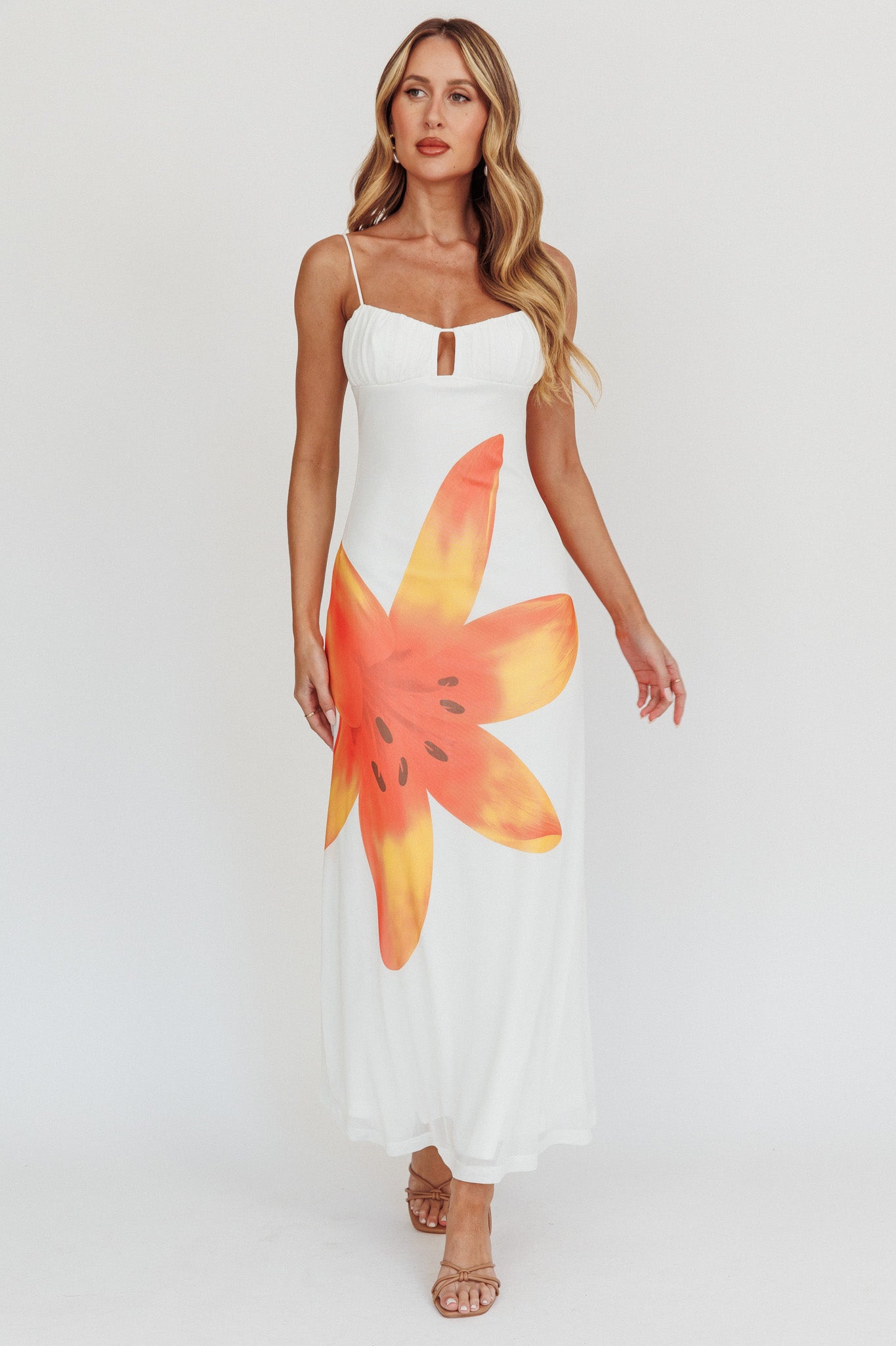 Kailua Floral Print Maxi Dress White by Selfie Leslie Australia