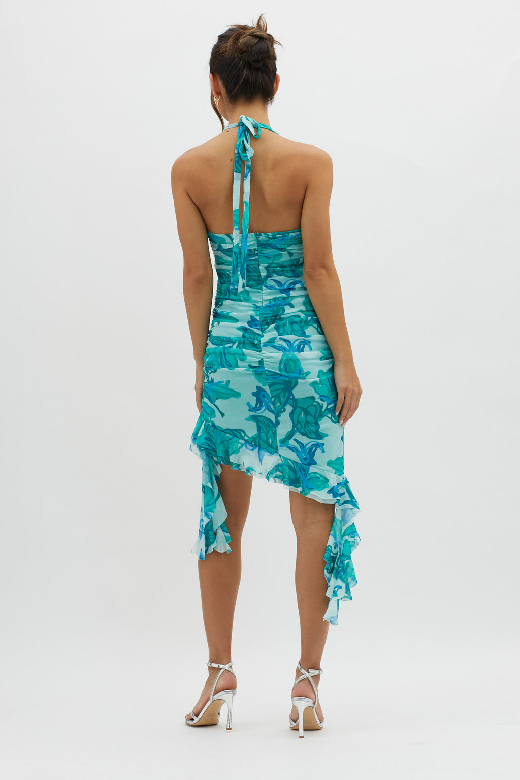 Get It Started Halterneck Ruffle Mini Dress Green by Selfie Leslie Australia