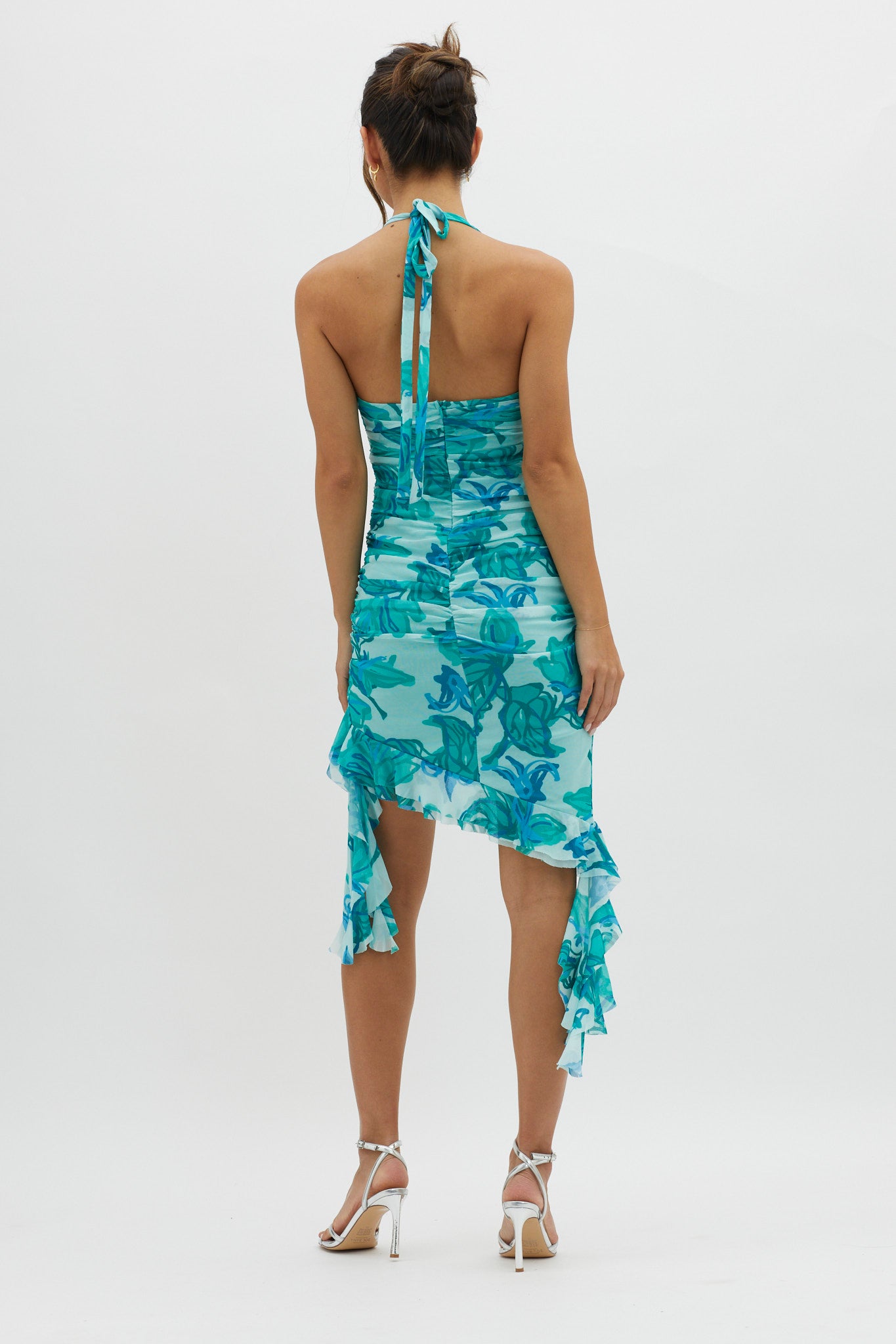 Get It Started Halterneck Ruffle Mini Dress Green by Selfie Leslie Australia