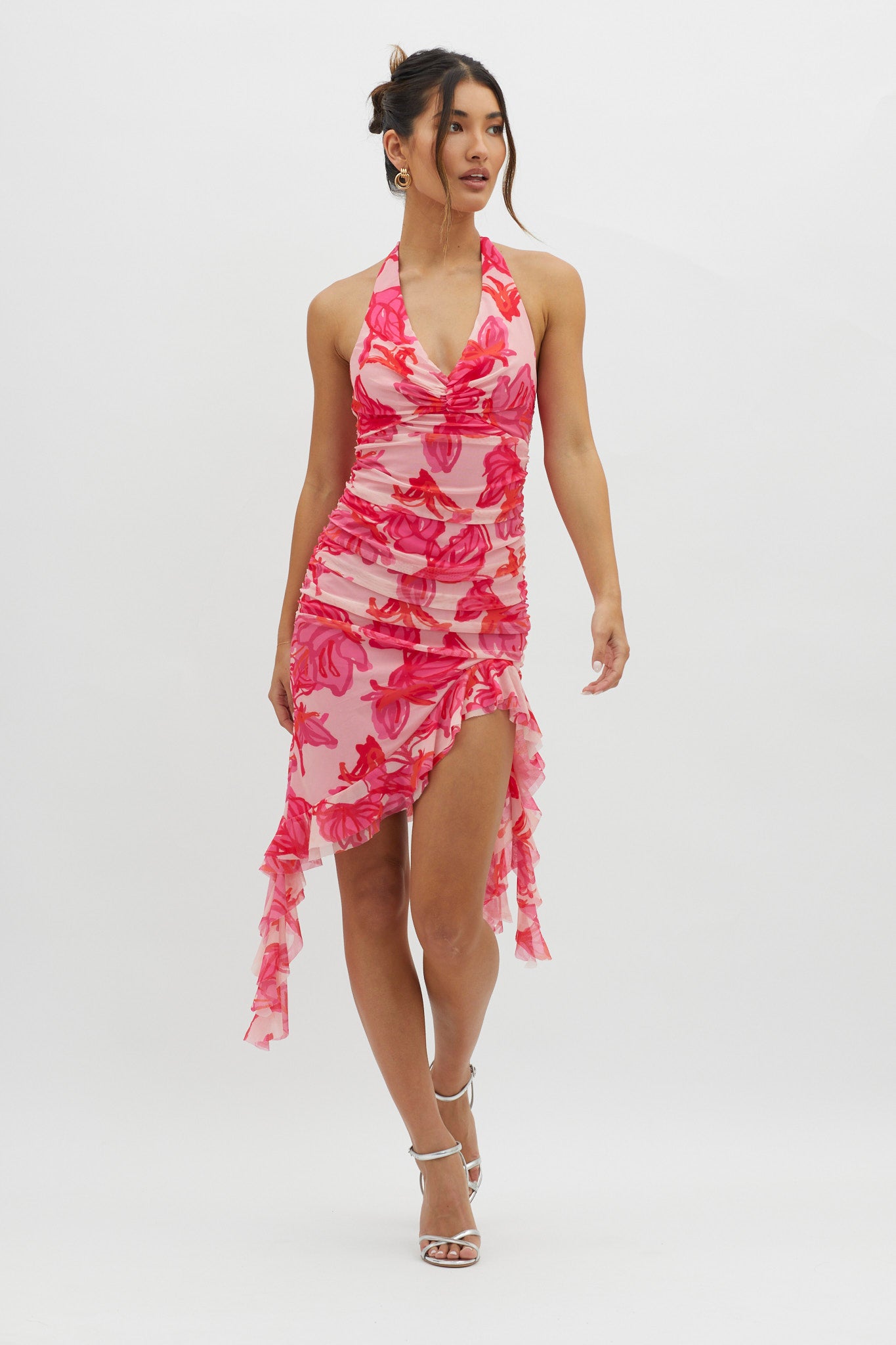 Get It Started Halterneck Ruffle Mini Dress Red by Selfie Leslie Australia