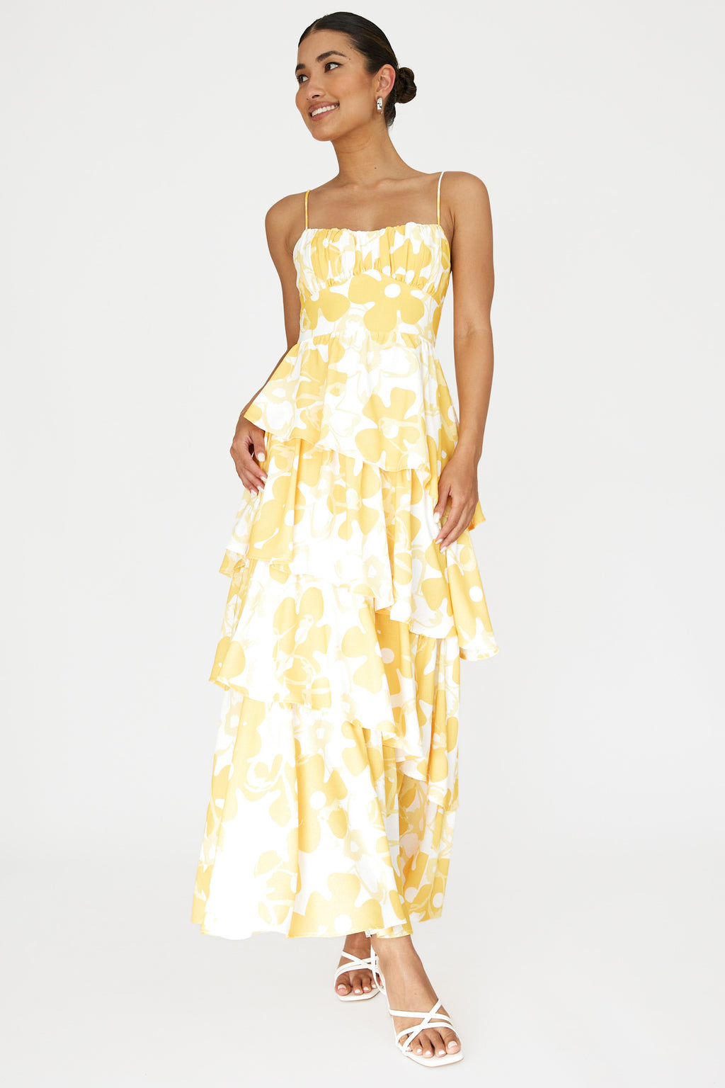 Hopeful Tiered Layered Maxi Dress Yellow by Selfie Leslie Australia