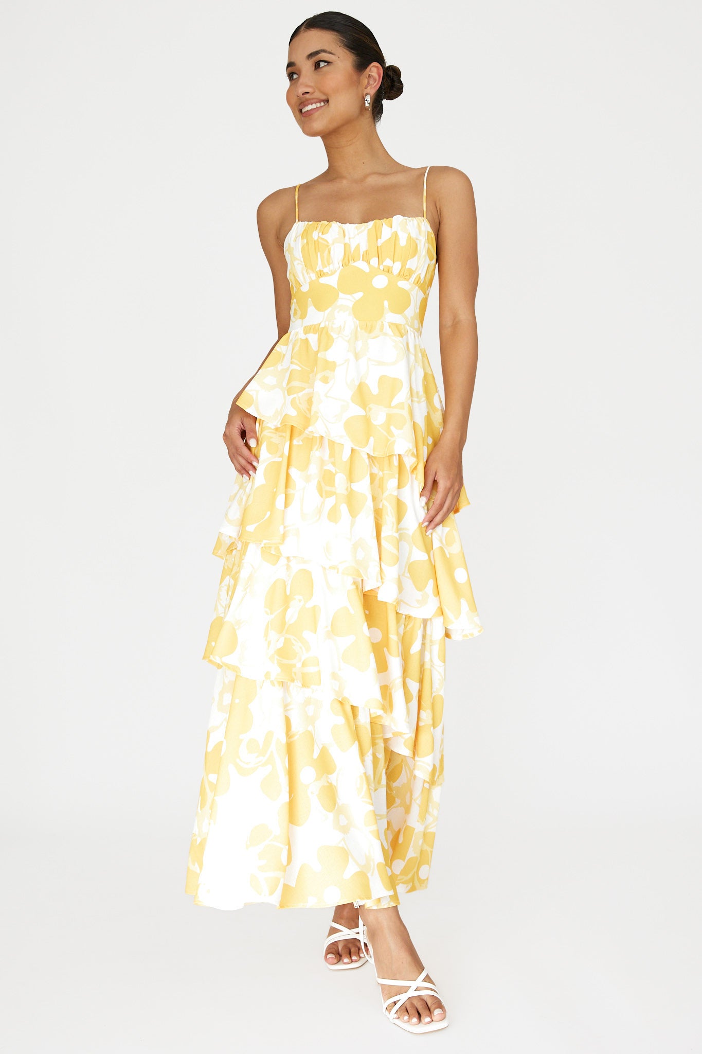 Hopeful Tiered Layered Maxi Dress Yellow by Selfie Leslie Australia
