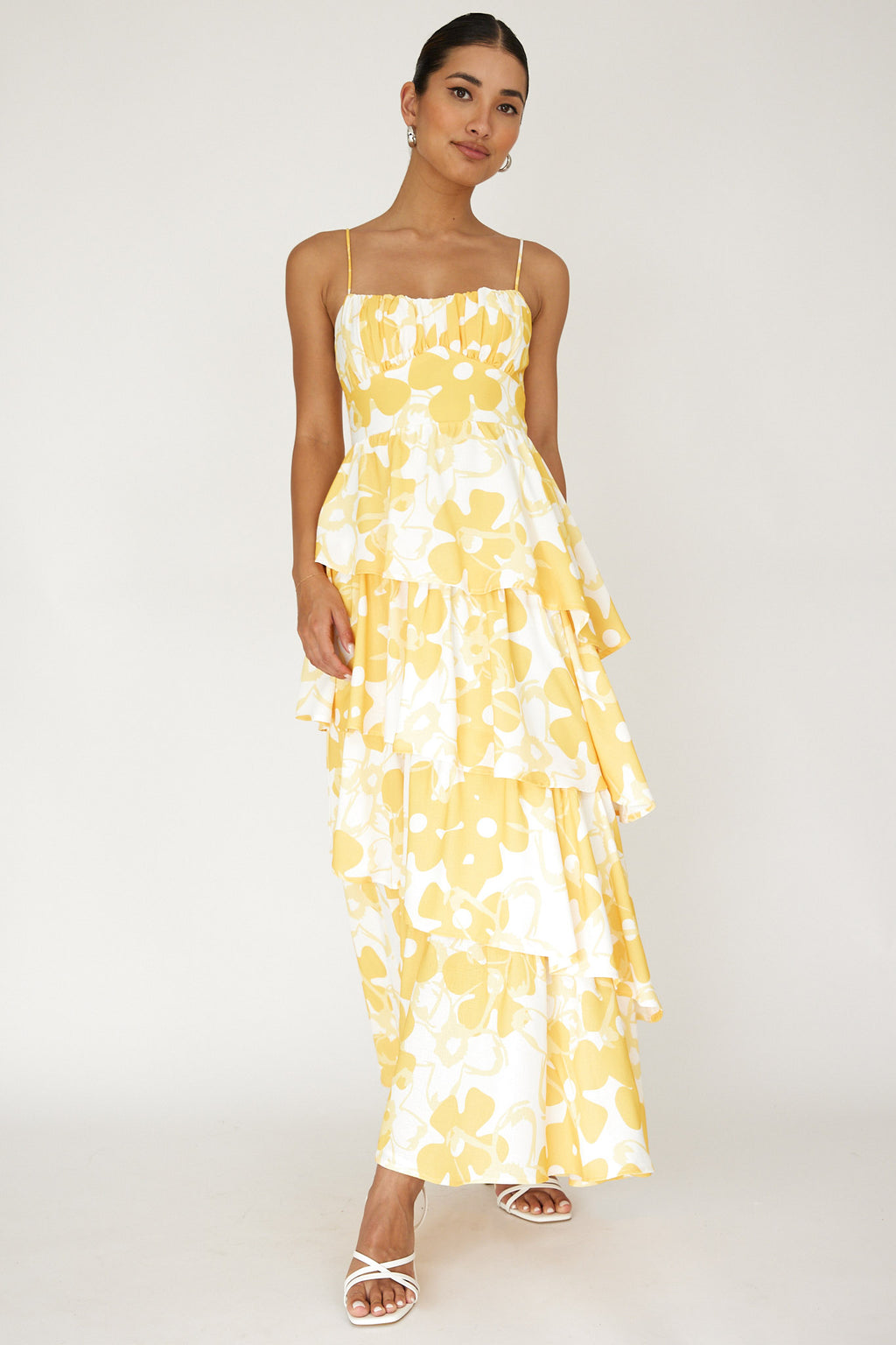 Hopeful Tiered Layered Maxi Dress Yellow by Selfie Leslie Australia