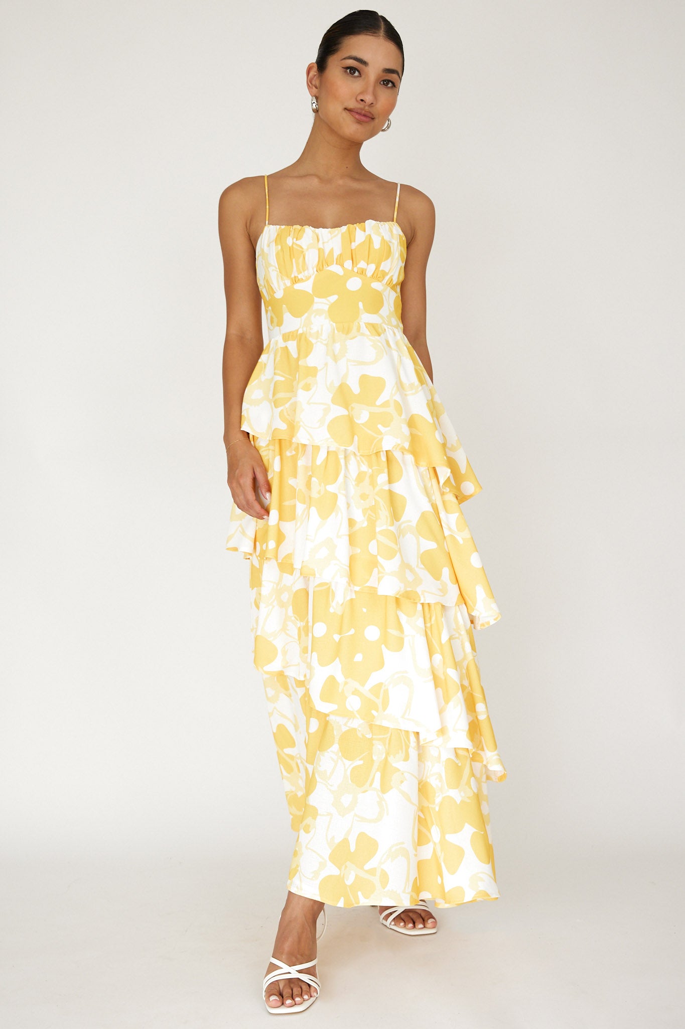 Hopeful Tiered Layered Maxi Dress Yellow by Selfie Leslie Australia