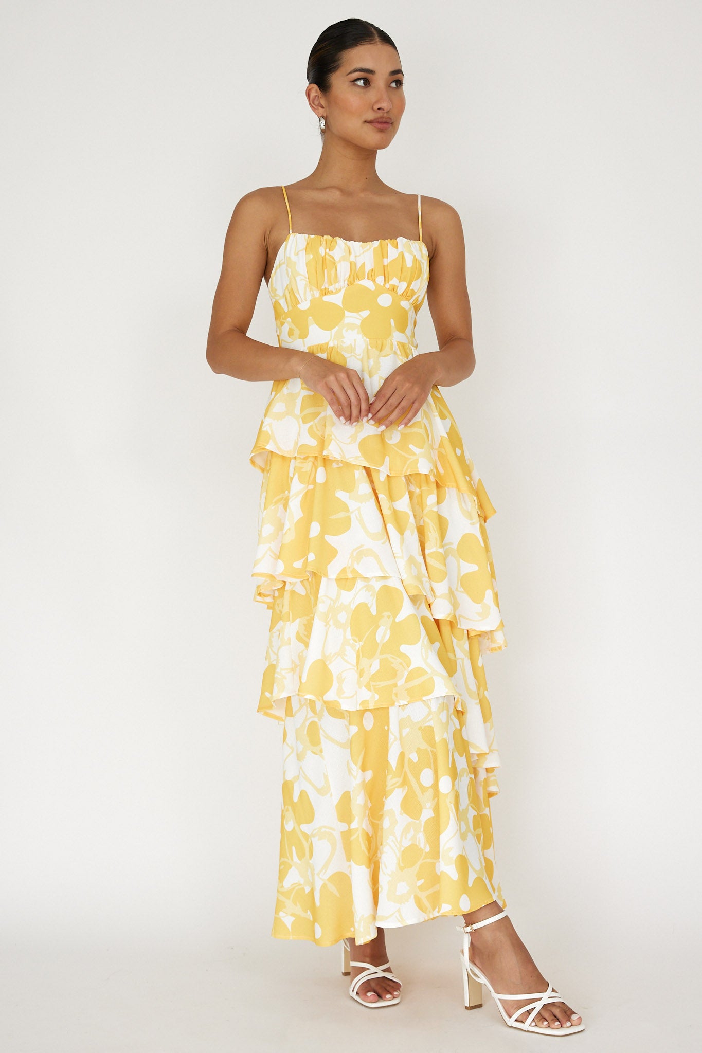 Hopeful Tiered Layered Maxi Dress Yellow by Selfie Leslie Australia