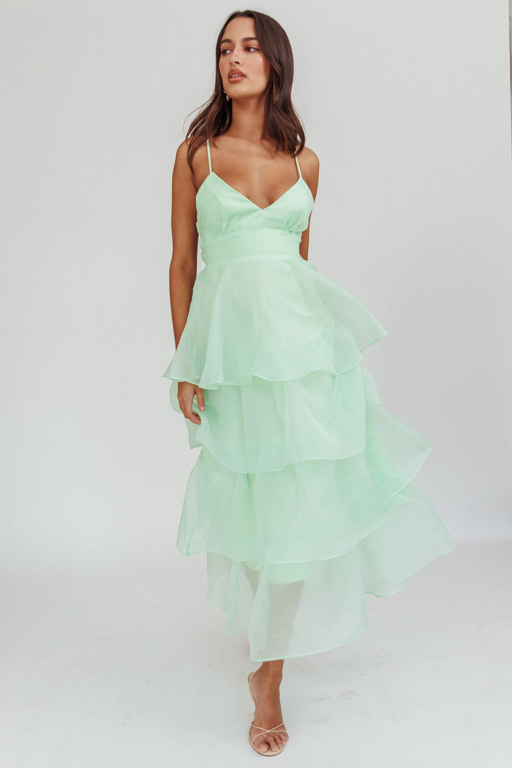 Made For You Tiered Ruffle Midi Dress Mint by Selfie Leslie Australia