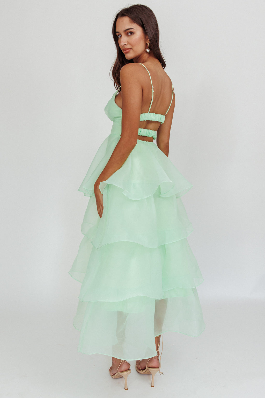 Made For You Tiered Ruffle Midi Dress Mint by Selfie Leslie Australia