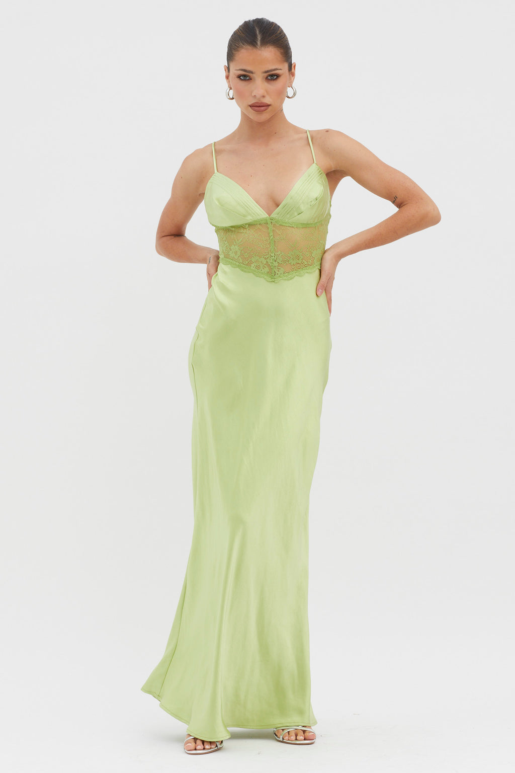 Kinzie Lace Waist Maxi Dress Apple by Selfie Leslie Australia