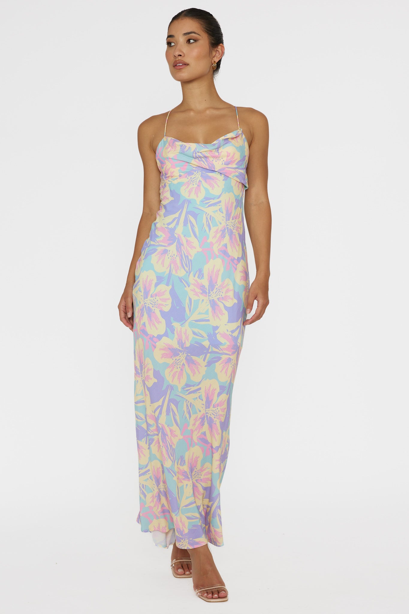 Libby Scoop Back Maxi Dress Floral Blue by Selfie Leslie Australia