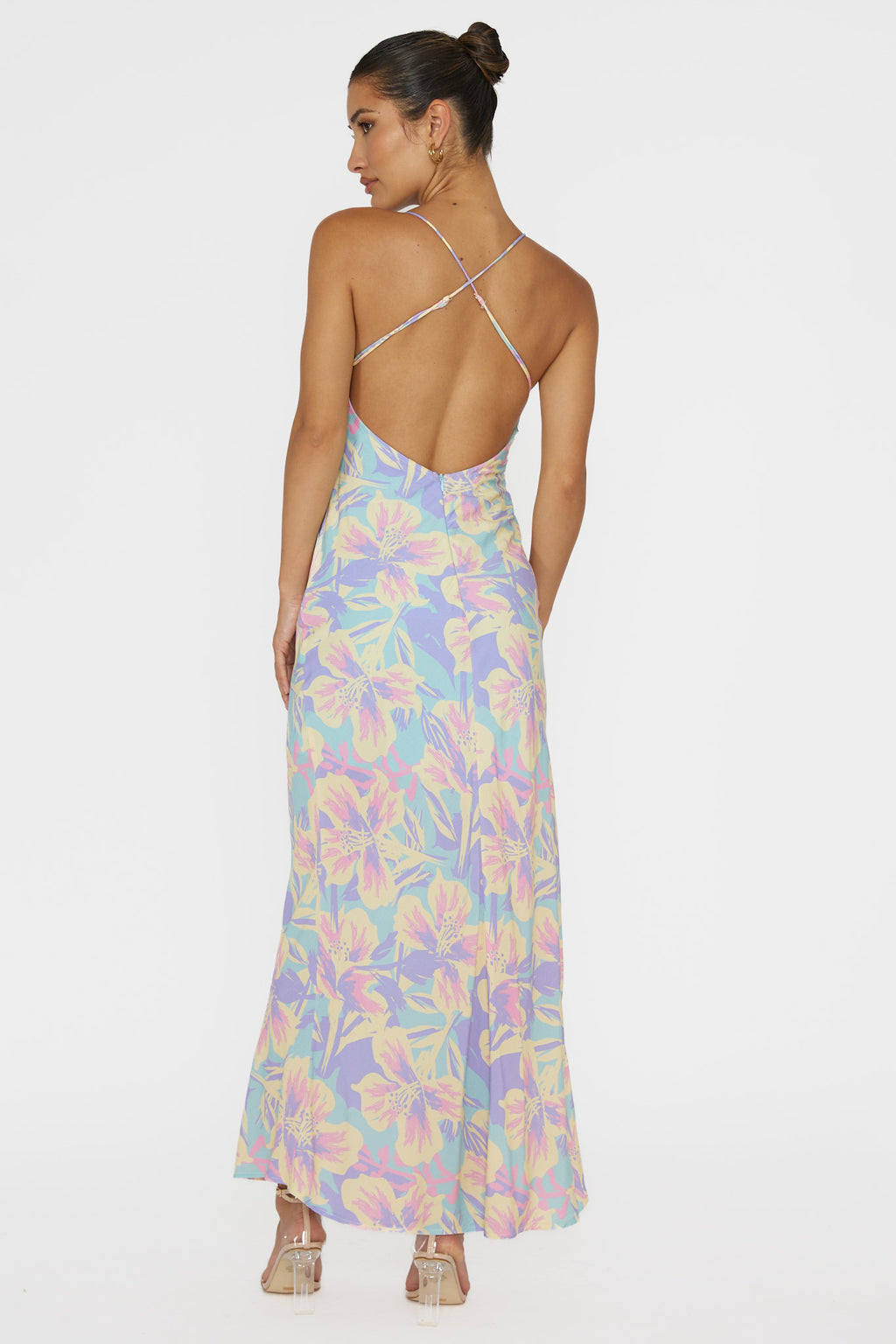 Libby Scoop Back Maxi Dress Floral Blue by Selfie Leslie Australia