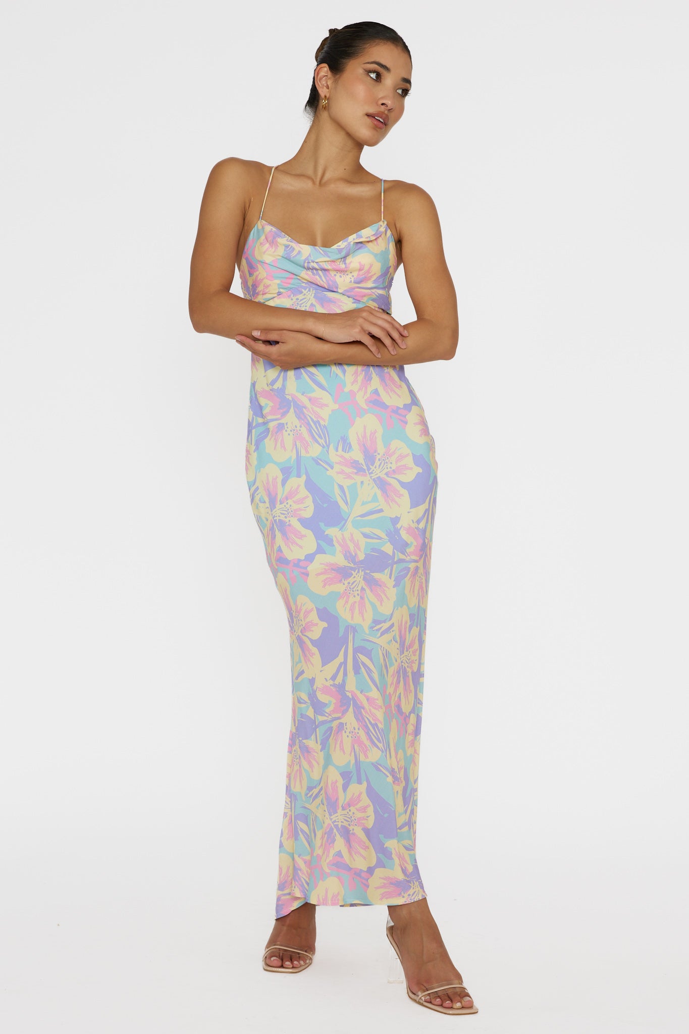 Libby Scoop Back Maxi Dress Floral Blue by Selfie Leslie Australia