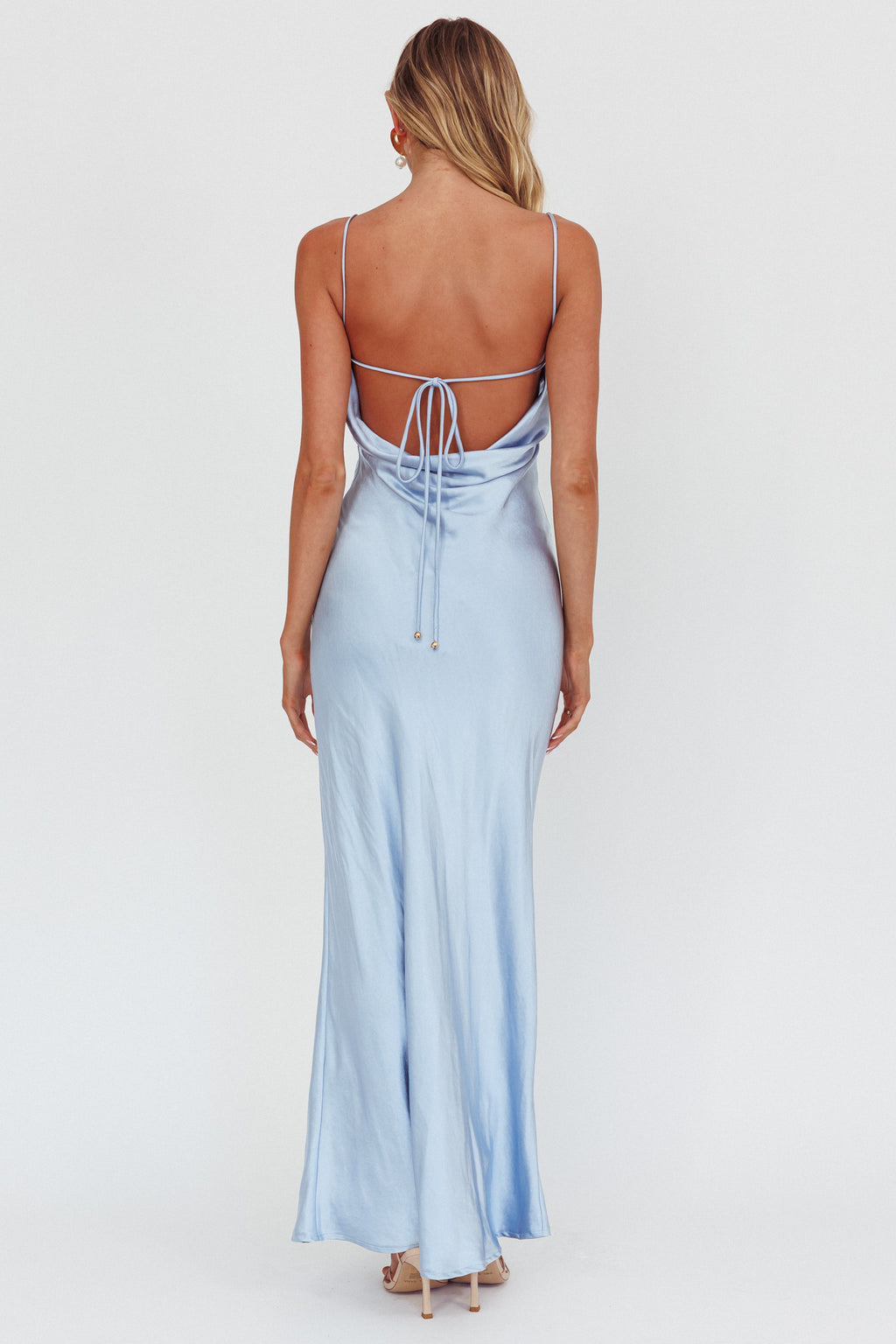 High Roller Cowl Back Rosette Maxi Dress Blue by Selfie Leslie Australia