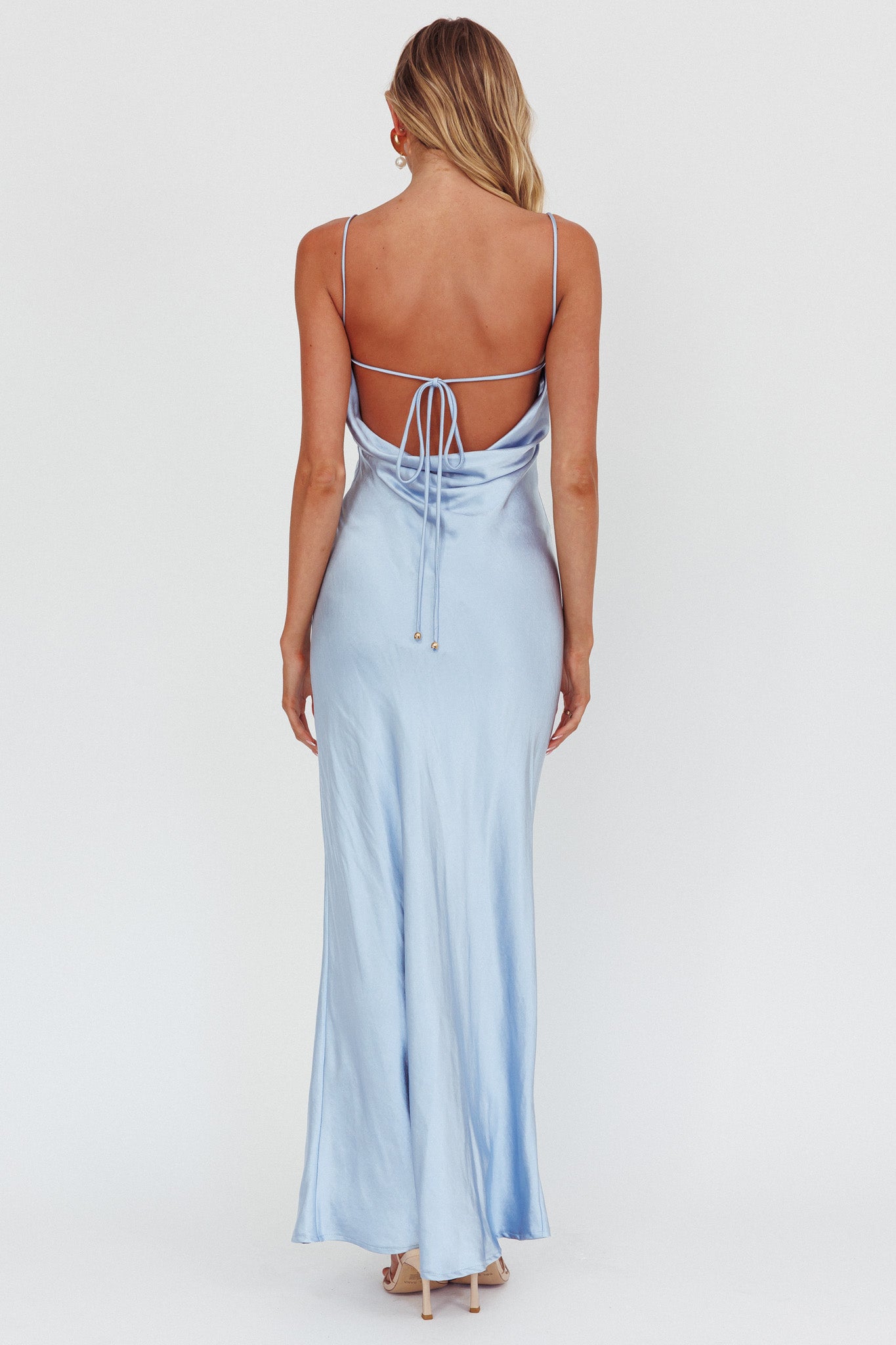 High Roller Cowl Back Rosette Maxi Dress Blue by Selfie Leslie Australia