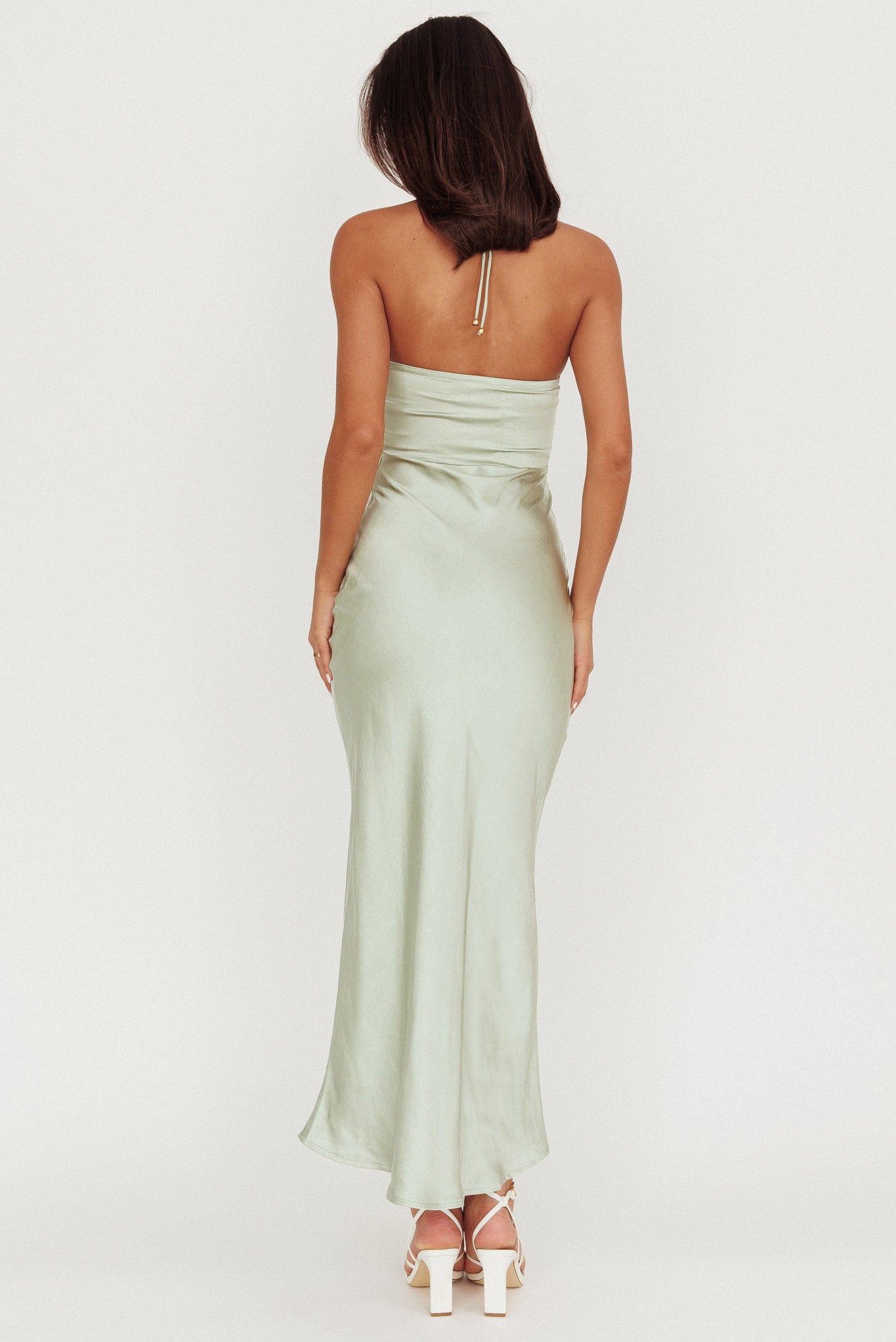 High Roller Flower Decoration Halter Dress Sage by Selfie Leslie Australia