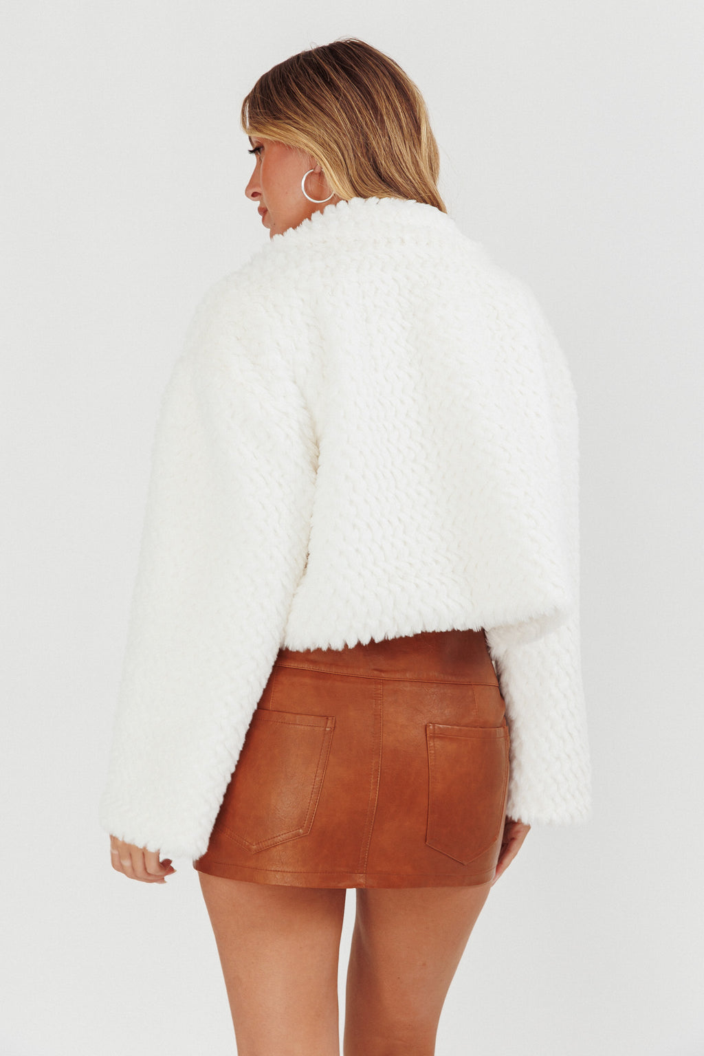Margeaux Faux Fur Jacket White by Selfie Leslie Australia