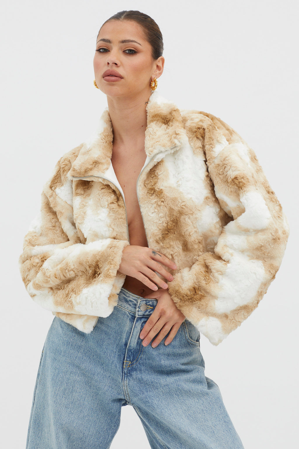 Margeaux Faux Fur Jacket Coffee by Selfie Leslie Australia