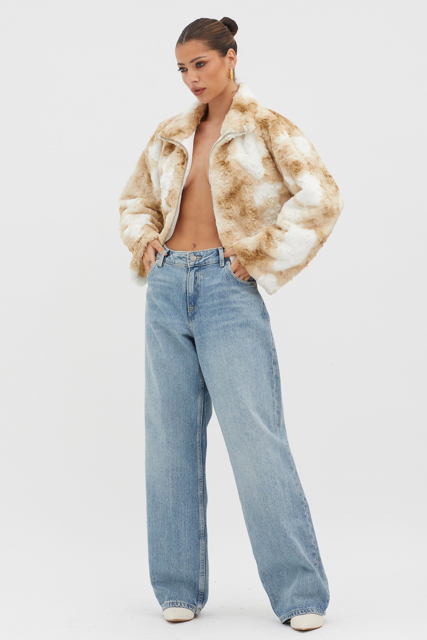 Margeaux Faux Fur Jacket Coffee by Selfie Leslie Australia