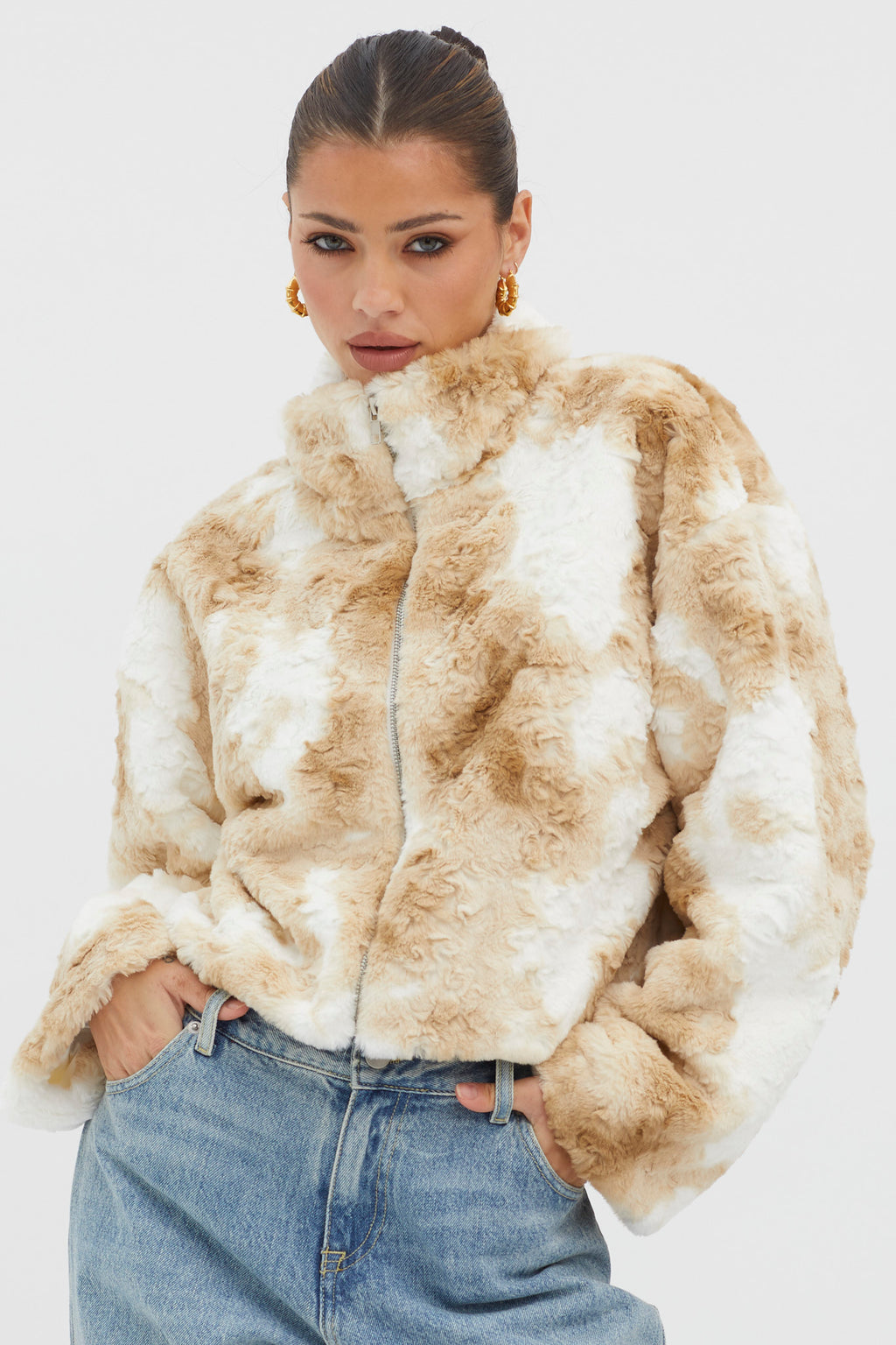 Margeaux Faux Fur Jacket Coffee by Selfie Leslie Australia