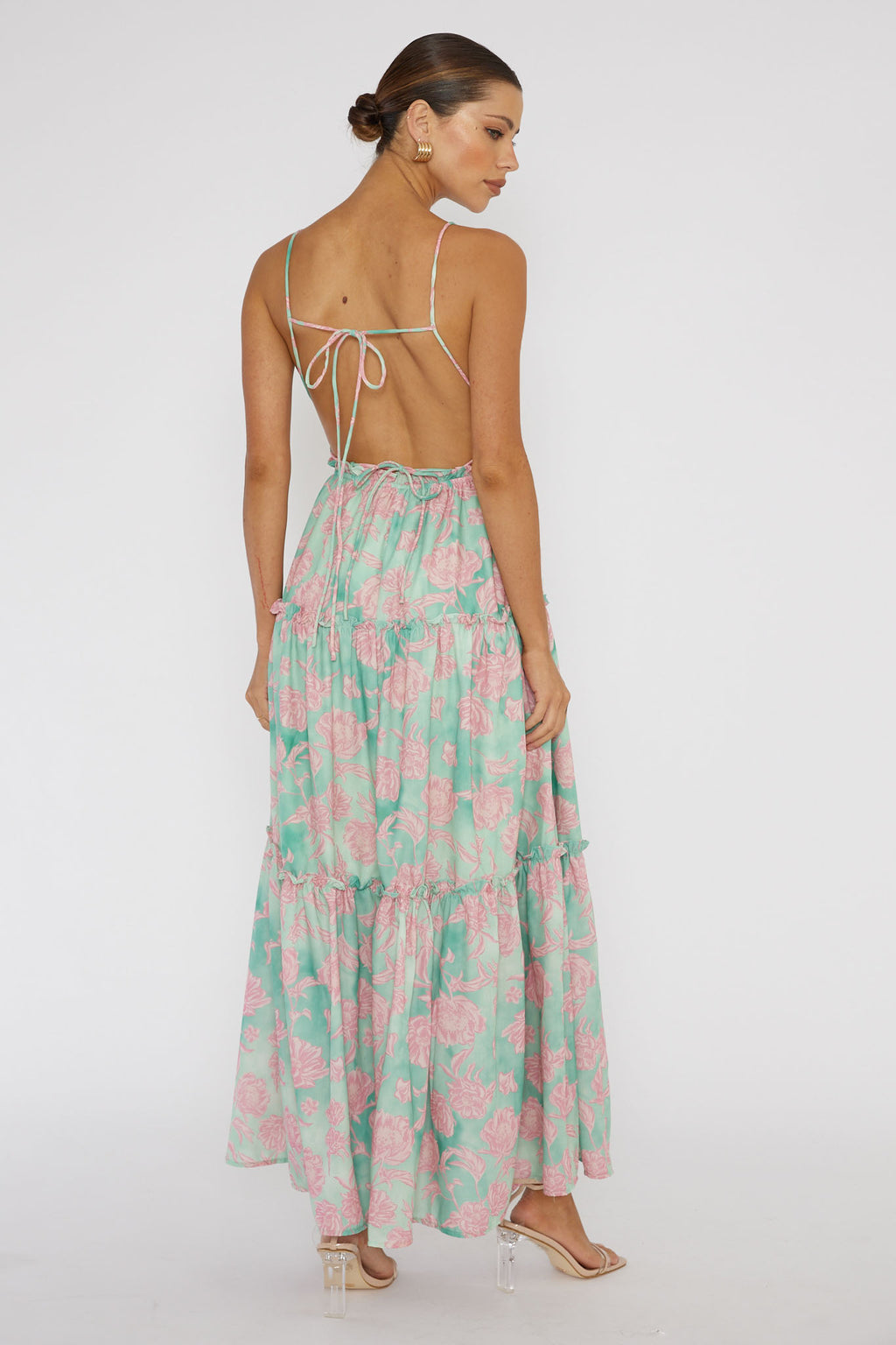 Candid Shot Open Back Midi Dress Floral Pink by Selfie Leslie Australia