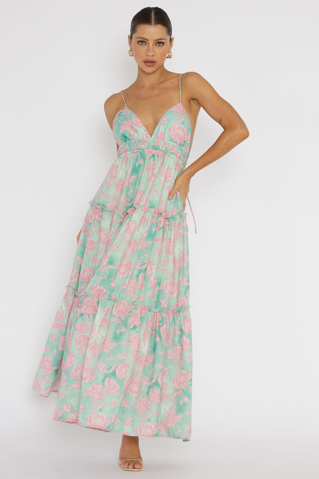 Candid Shot Open Back Midi Dress Floral Pink by Selfie Leslie Australia