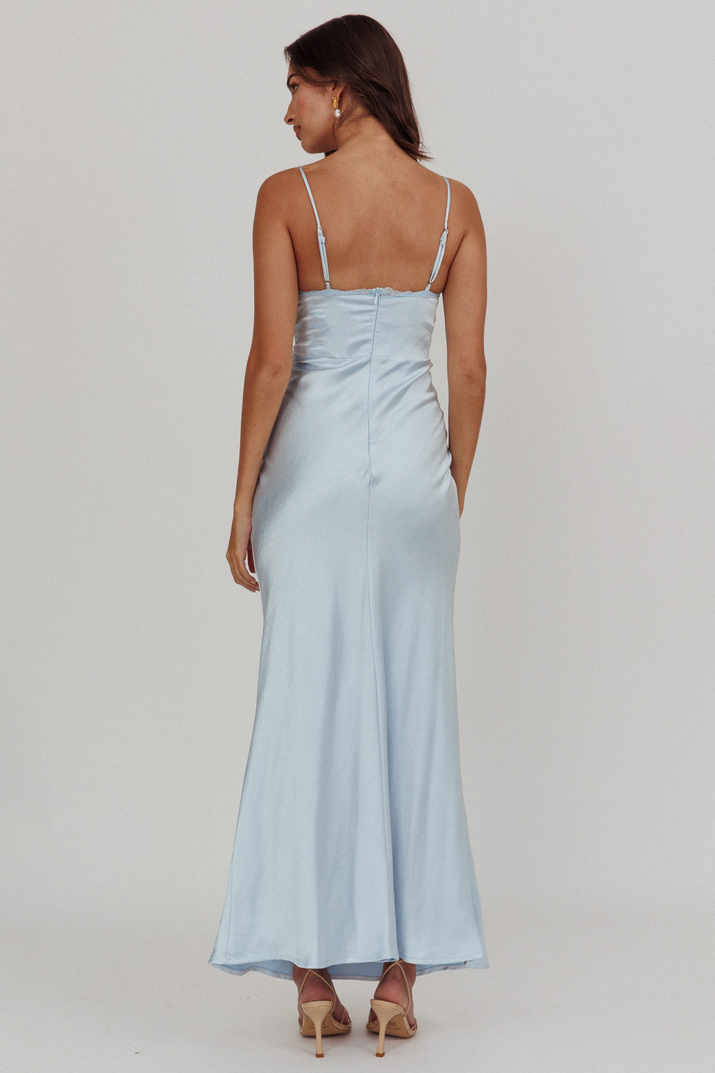 Her theory Lace Trim Maxi Dress Steel Blue by Selfie Leslie Australia