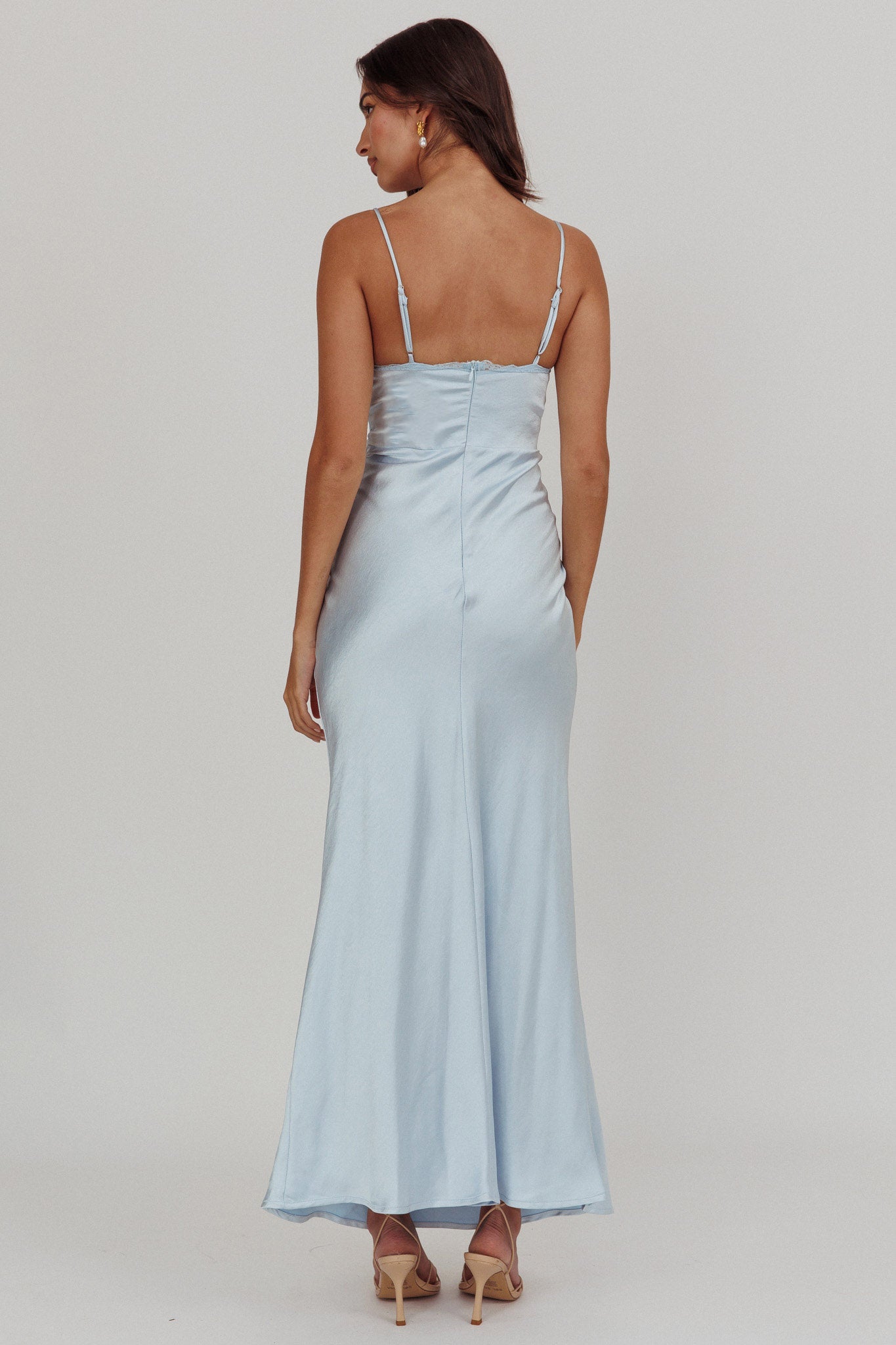 Her theory Lace Trim Maxi Dress Steel Blue by Selfie Leslie Australia