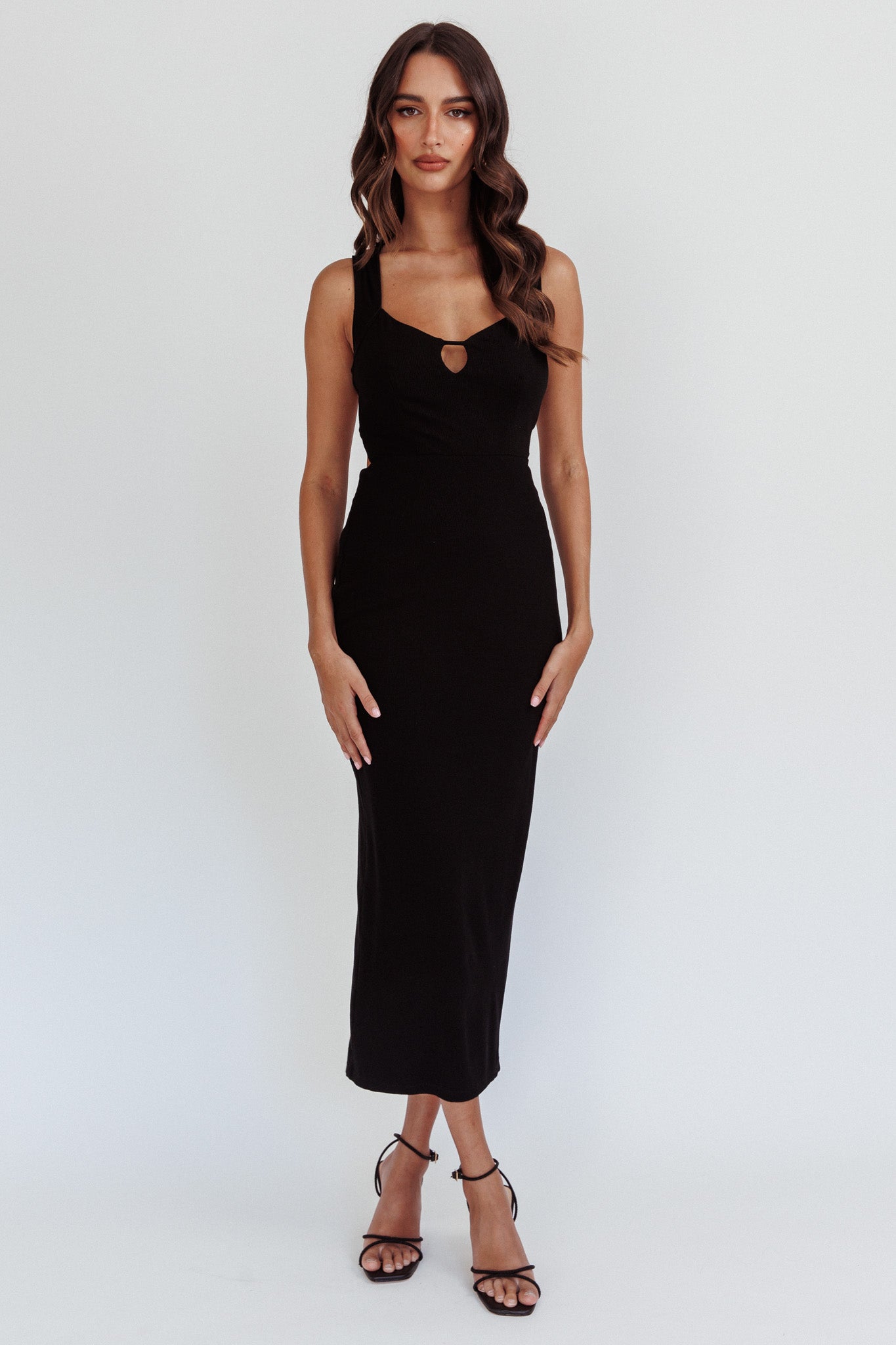 Jennine Lace-Up Back Midi Dress Black by Selfie Leslie Australia