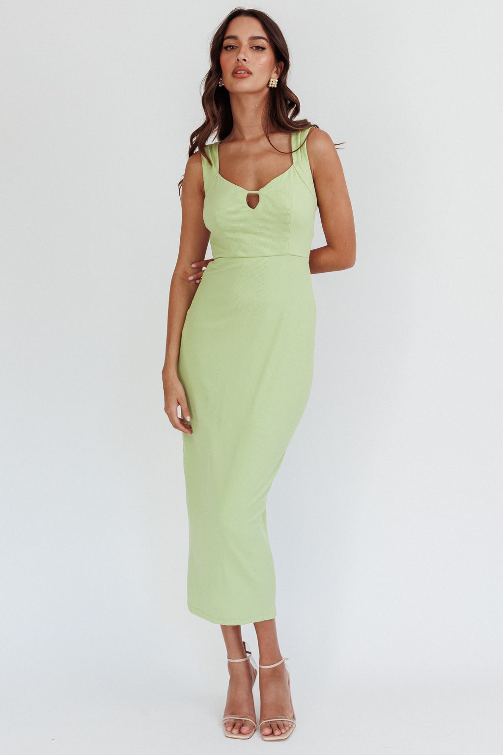 Jennine Lace-Up Back Midi Dress Matcha by Selfie Leslie Australia