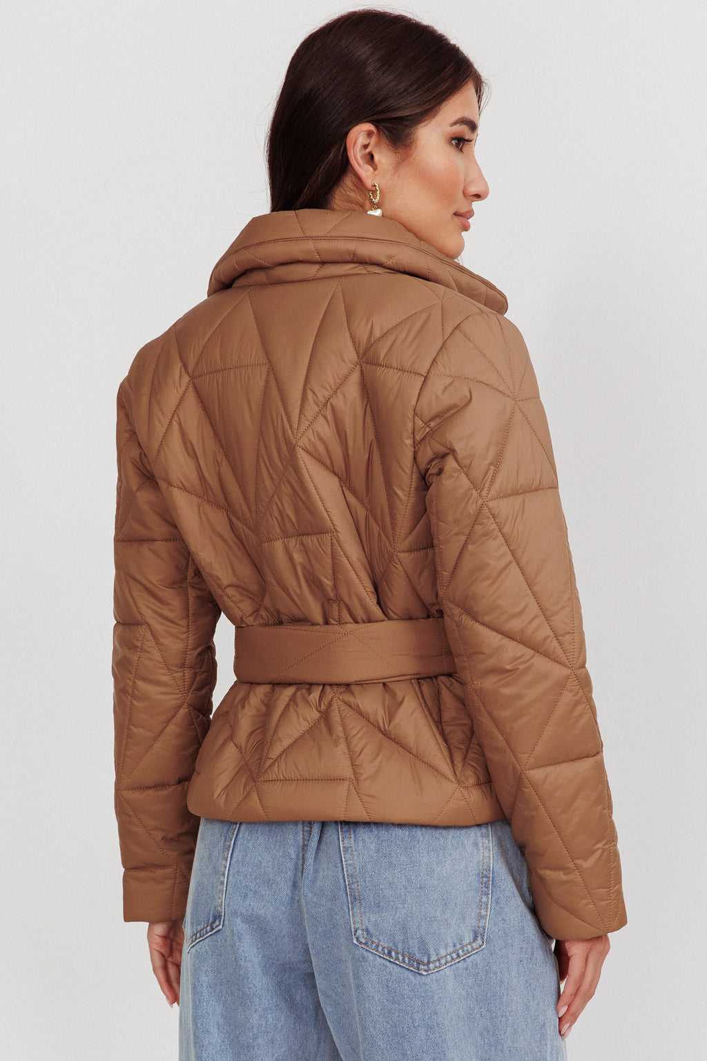 Kiersten Waist Tie Puffer Jacket Mocha by Selfie Leslie Australia