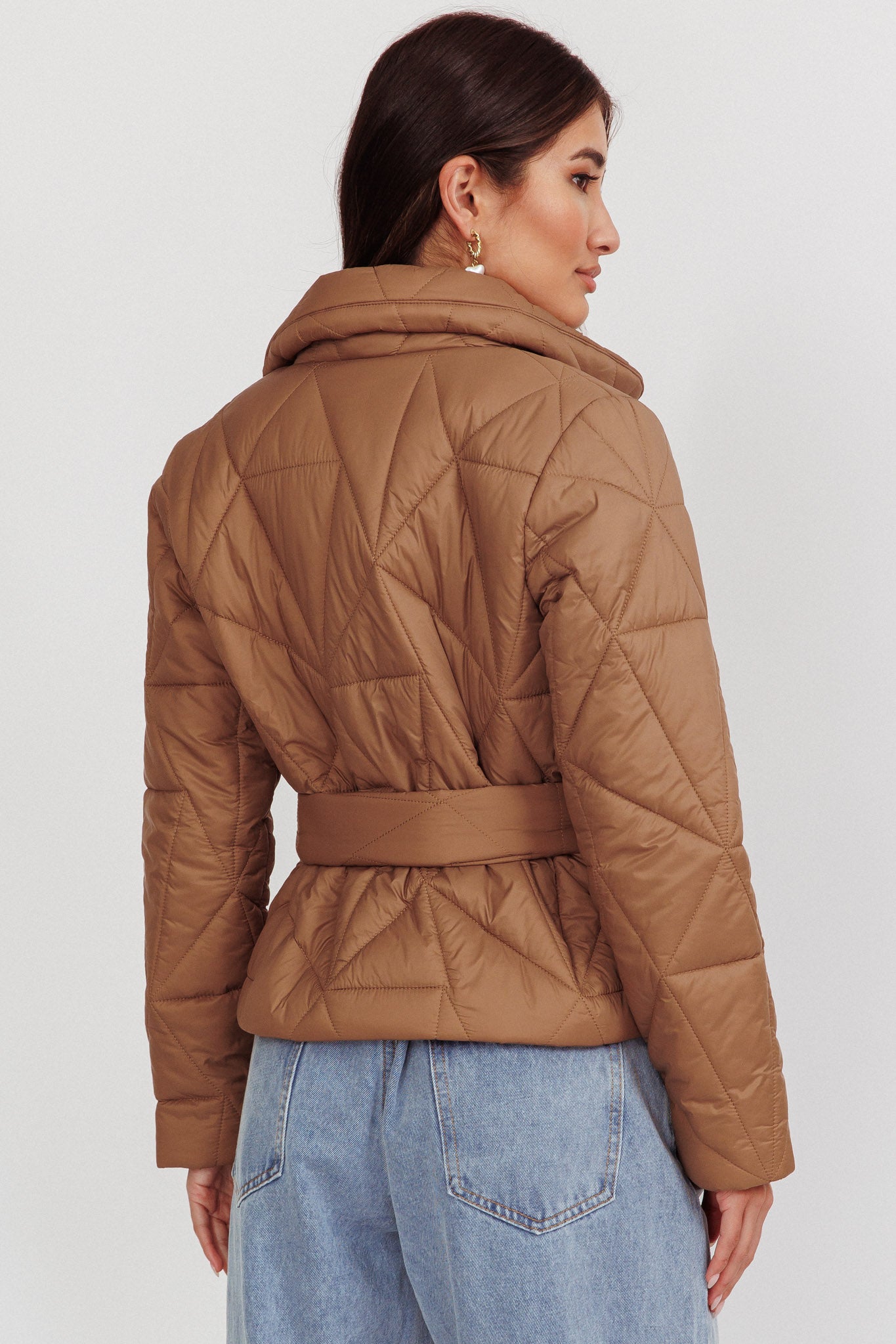 Kiersten Waist Tie Puffer Jacket Mocha by Selfie Leslie Australia