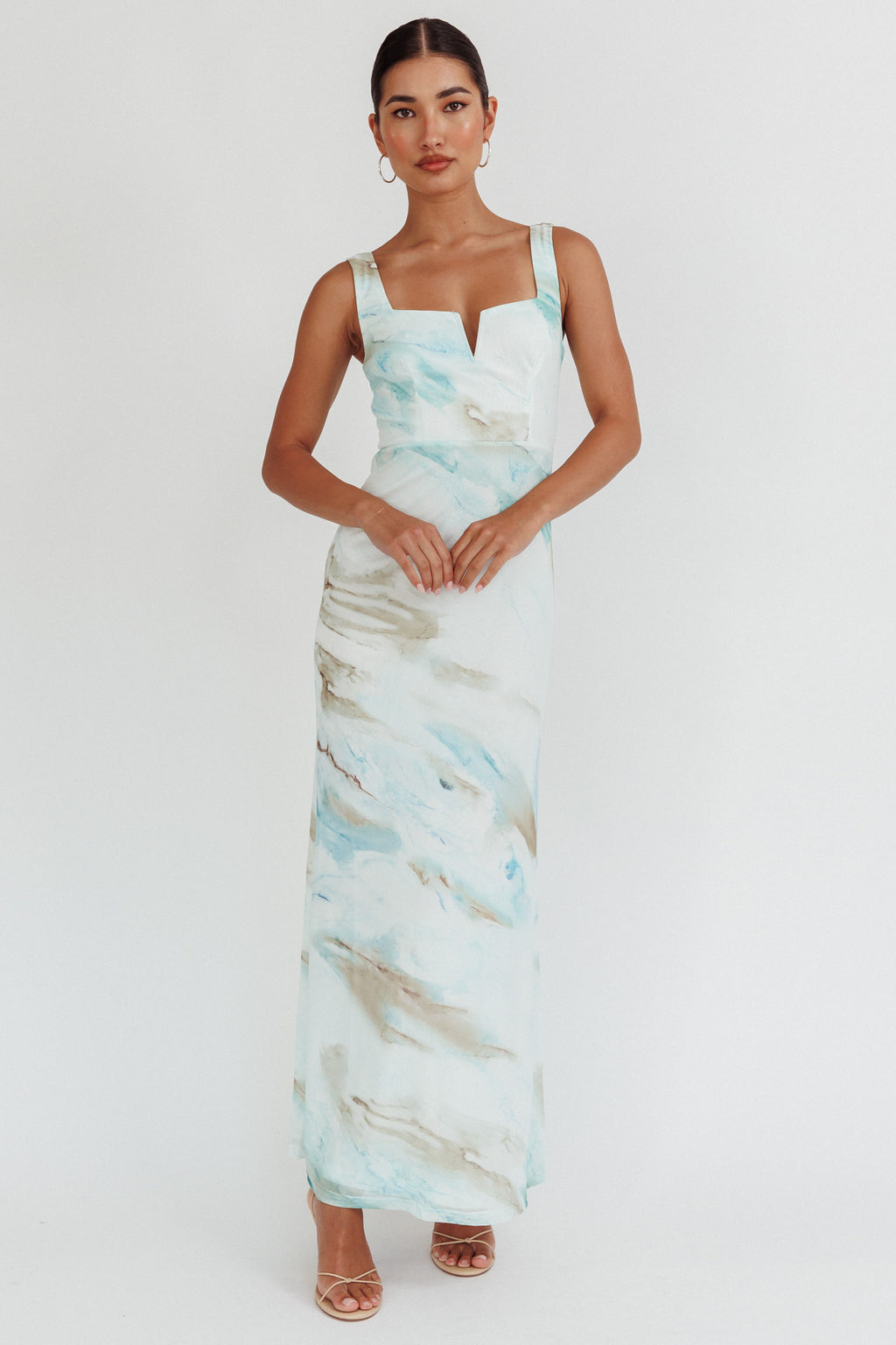 Jovelle Strappy Back Maxi Dress Marble Blue by Selfie Leslie Australia