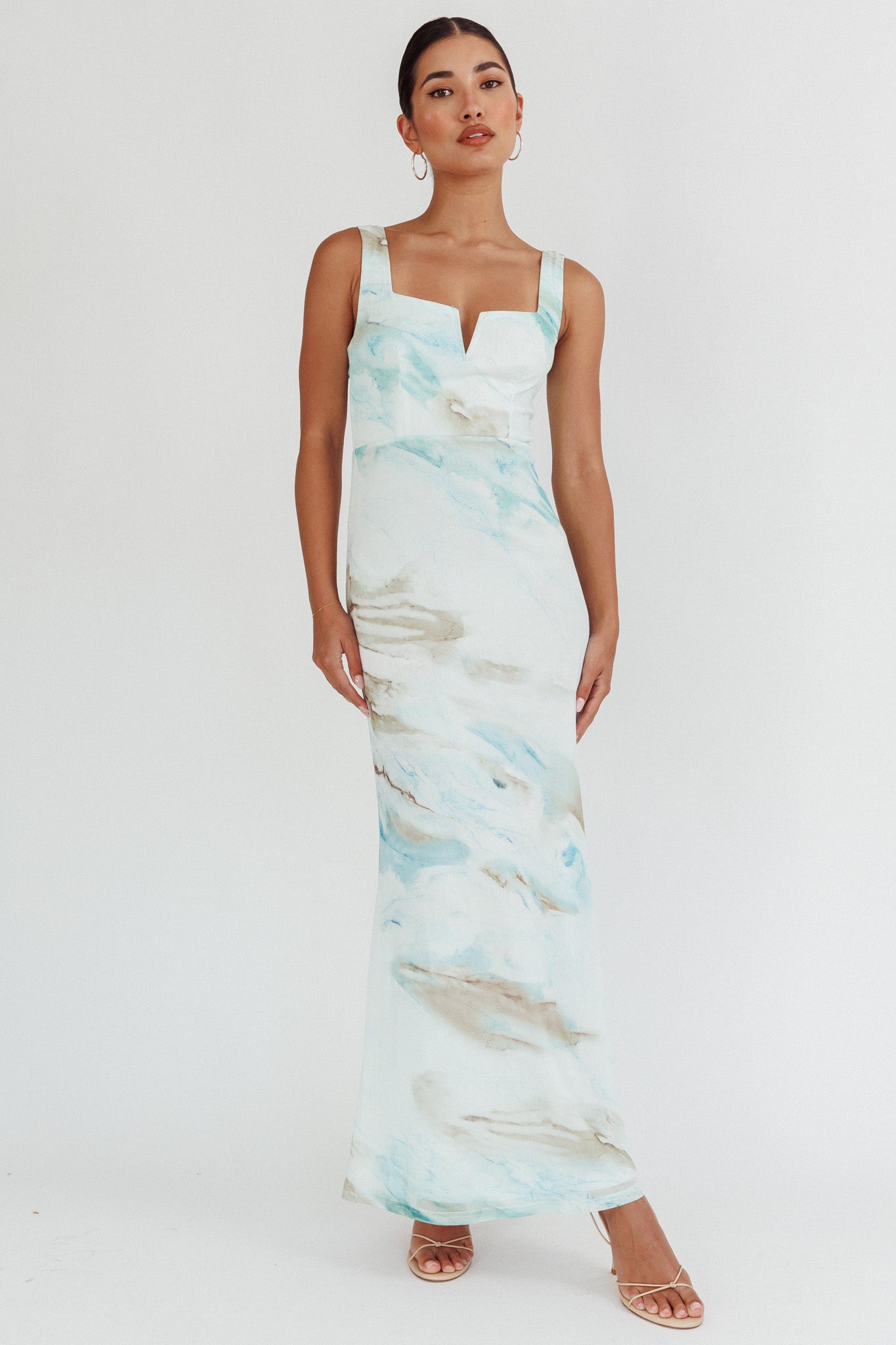 Jovelle Strappy Back Maxi Dress Marble Blue by Selfie Leslie Australia
