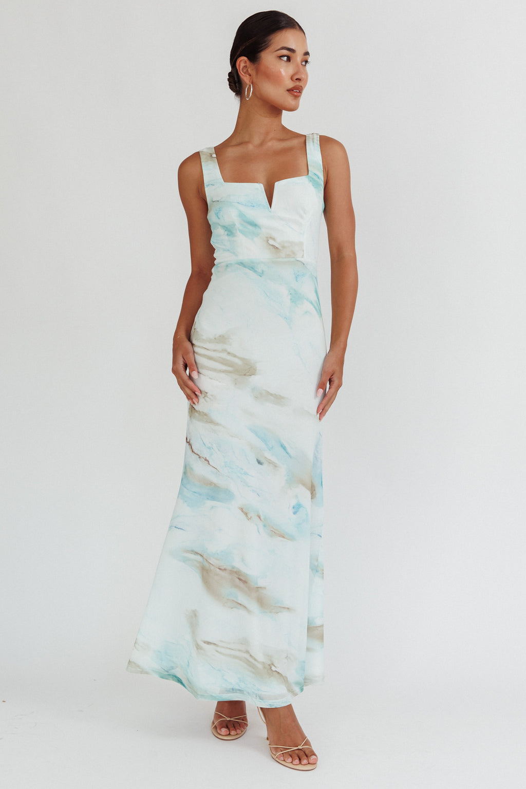 Jovelle Strappy Back Maxi Dress Marble Blue by Selfie Leslie Australia