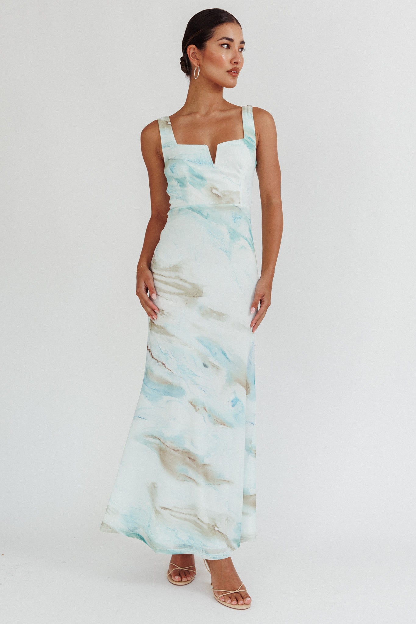 Jovelle Strappy Back Maxi Dress Marble Blue by Selfie Leslie Australia
