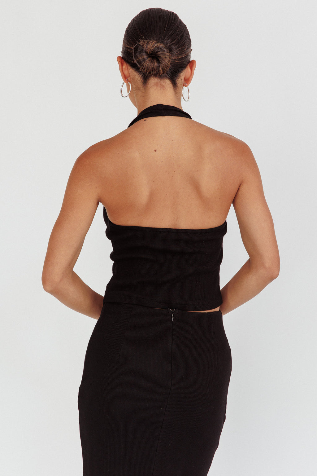 Blackthorn Halter Neck Rosette Top Black by Selfie Leslie Australia