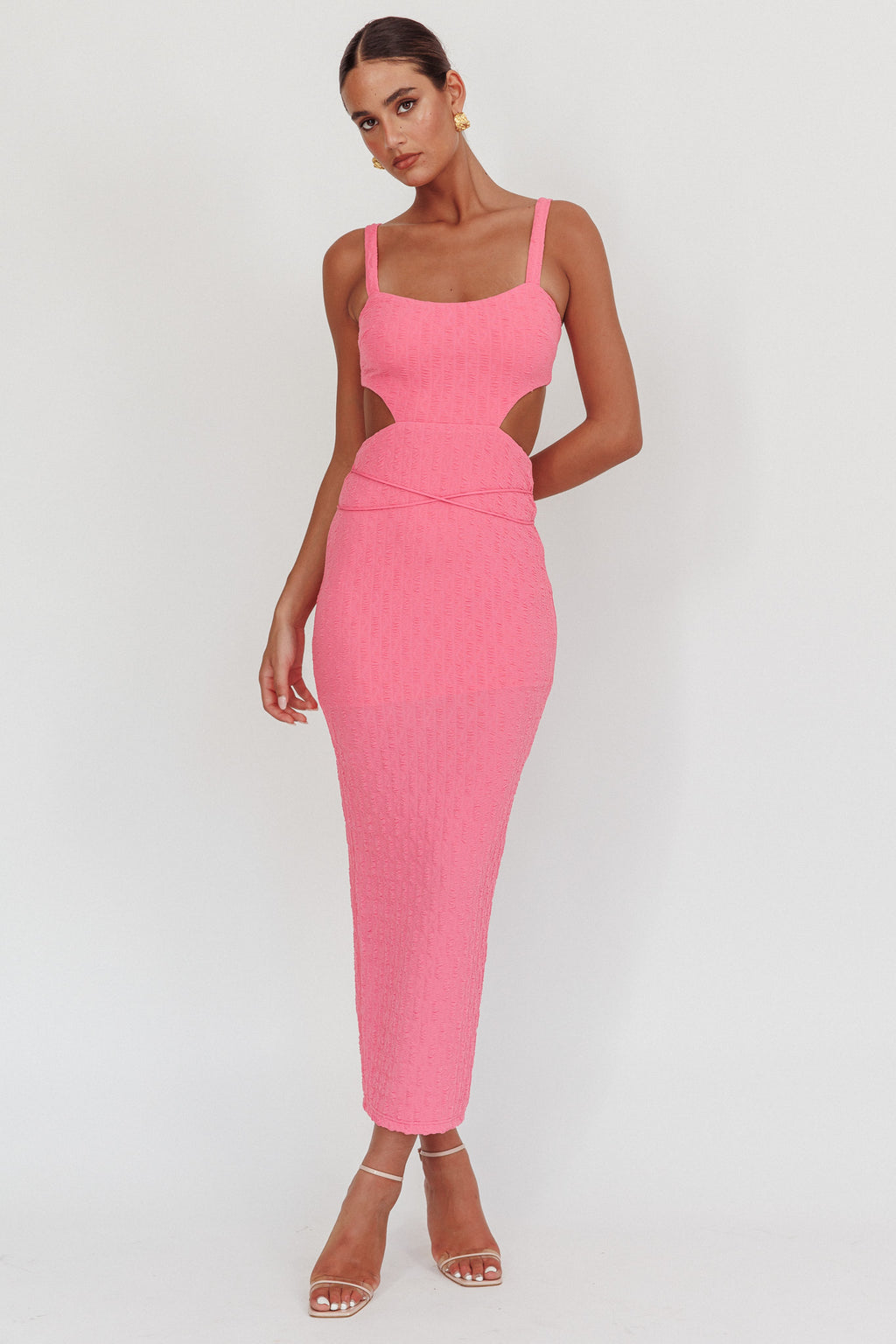 Piera Cut-Out Waist Maxi Dress Hot Pink by Selfie Leslie Australia