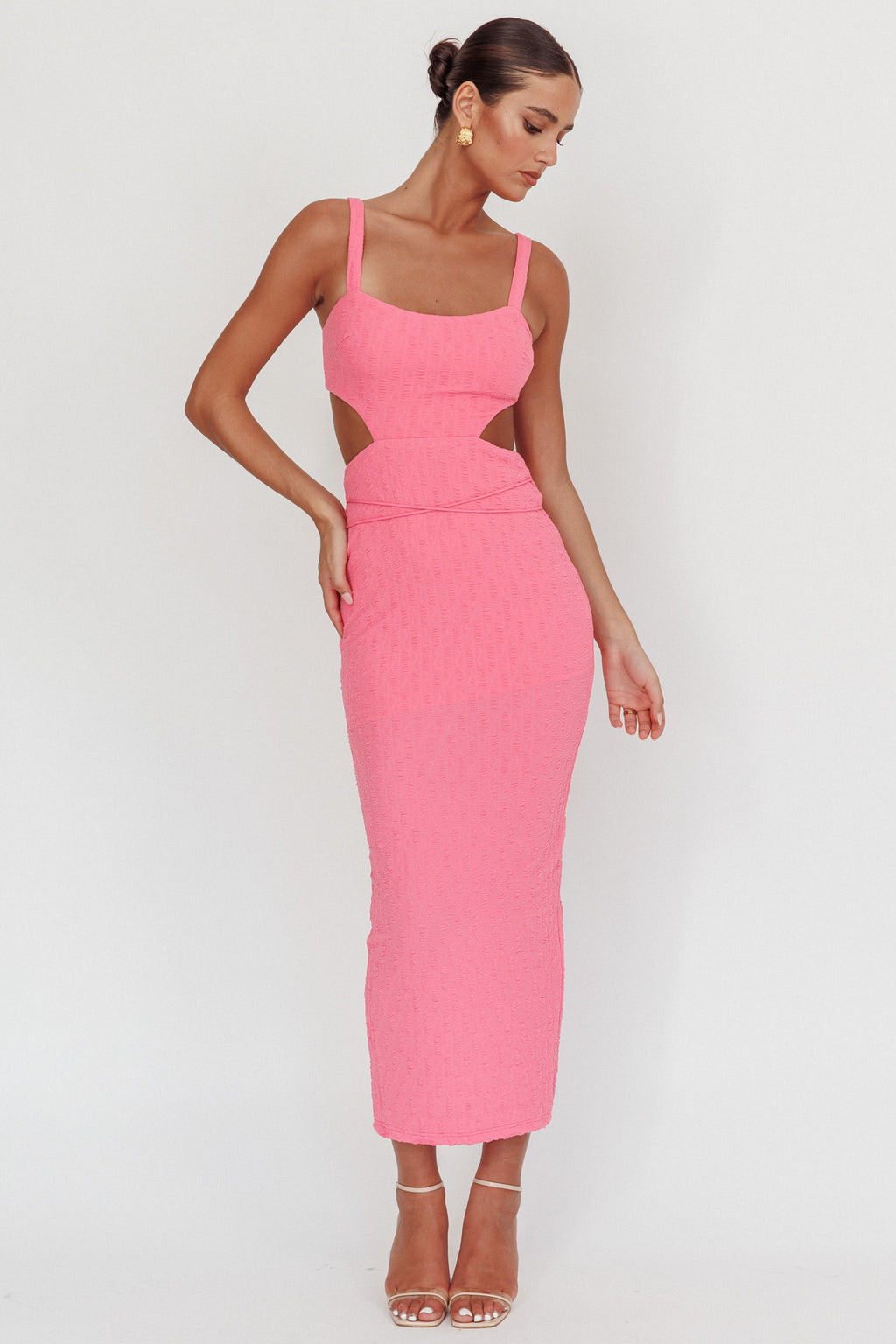 Piera Cut-Out Waist Maxi Dress Hot Pink by Selfie Leslie Australia