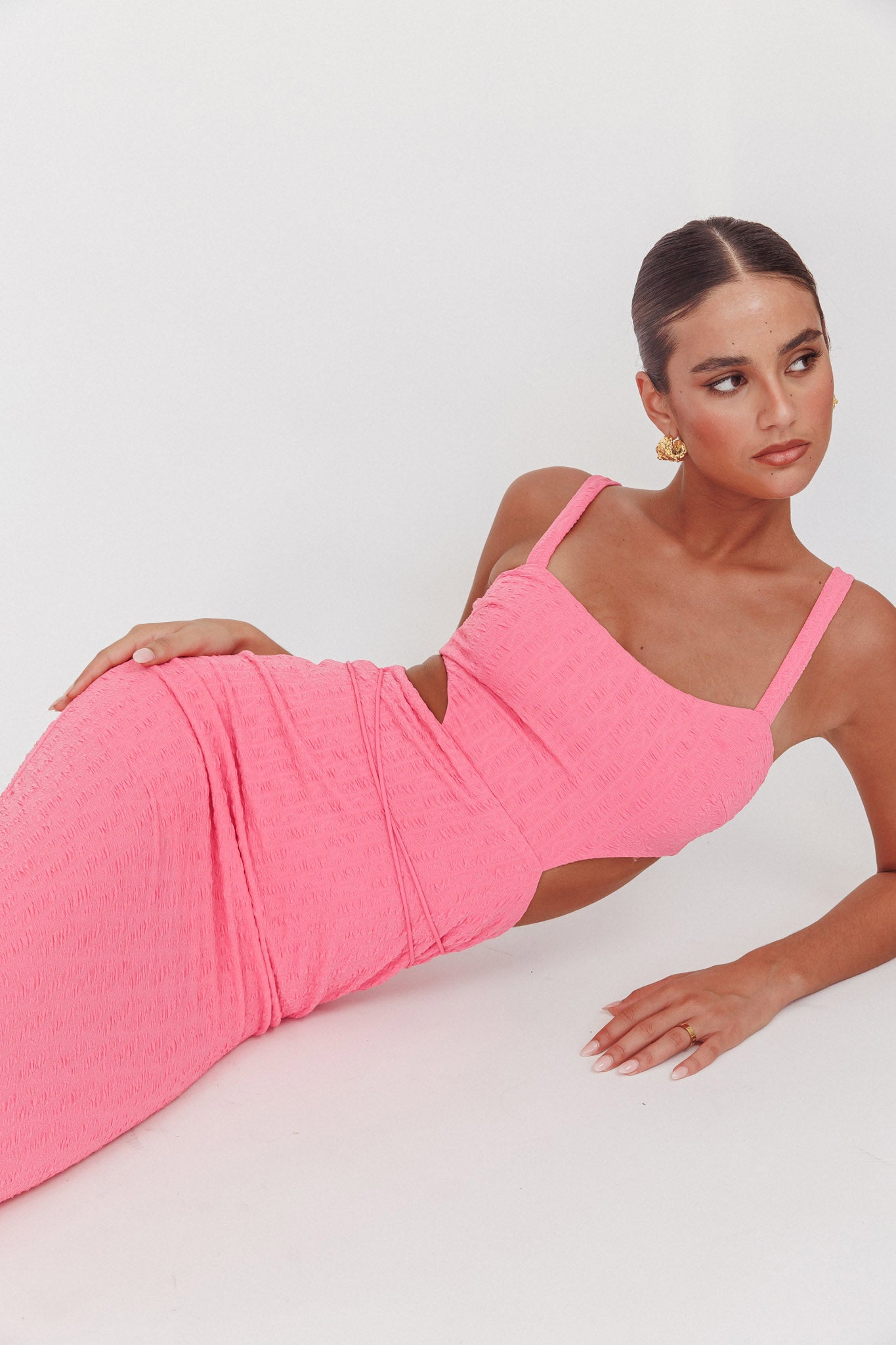 Piera Cut-Out Waist Maxi Dress Hot Pink by Selfie Leslie Australia