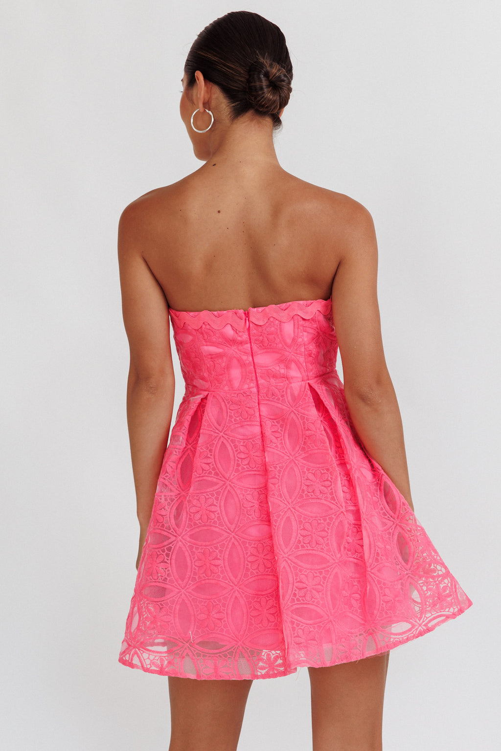 Kesenia Strapless Embroidered Mini Dress Hot Pink by Selfie Leslie Australia