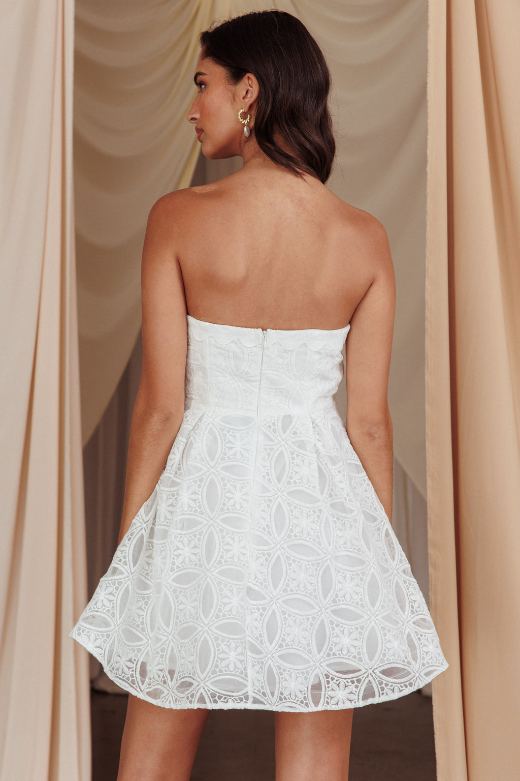 Kesenia Strapless Embroidered Mini Dress White by Selfie Leslie Australia
