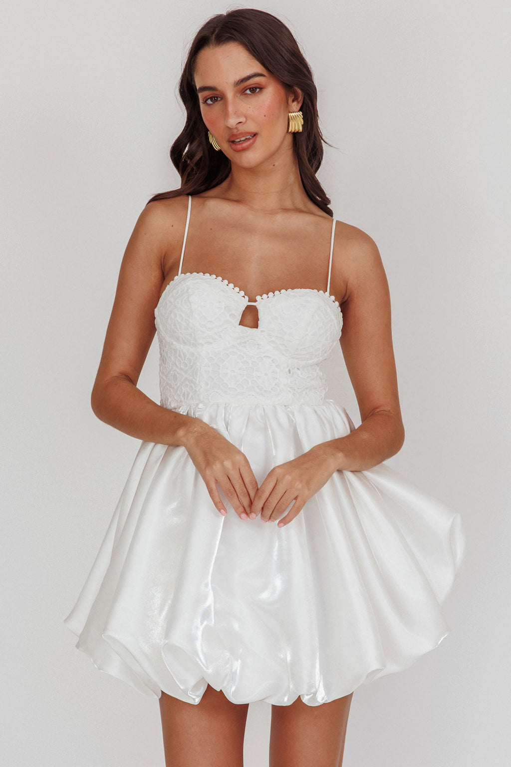 Lucia Bubble Skirt Mini Dress White by Selfie Leslie Australia