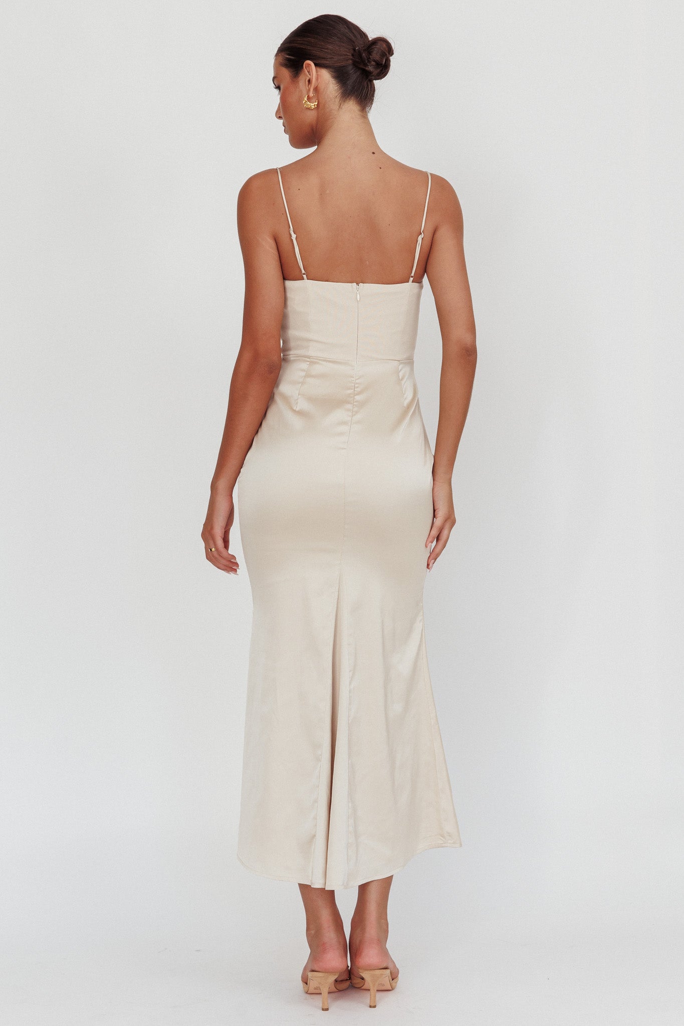 Morella Draped Waist Maxi Dress Champagne by Selfie Leslie Australia