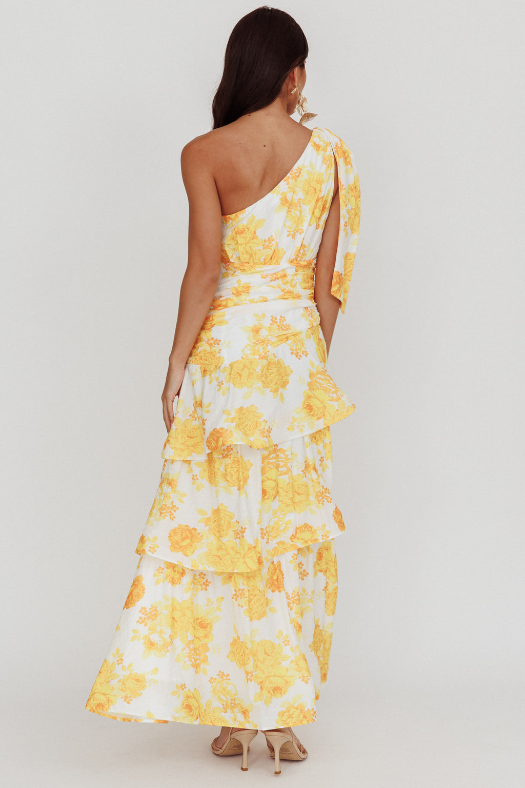 Kenny One Shoulder Tiered Maxi Dress Yellow by Selfie Leslie Australia