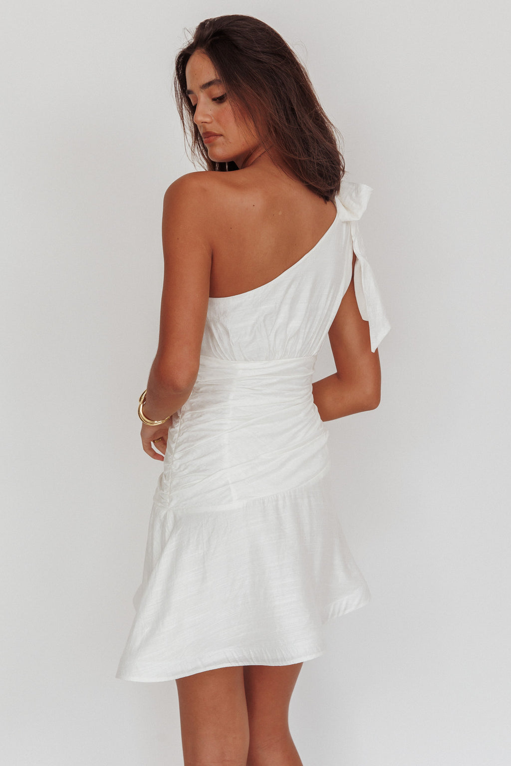 Kenny One Shoulder MIni Dress White by Selfie Leslie Australia